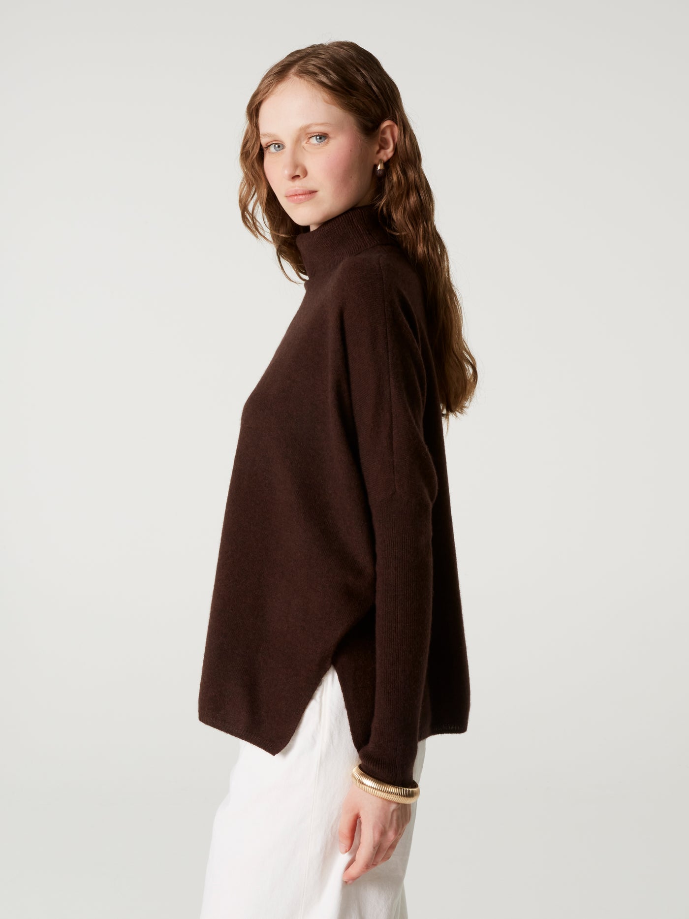 pull poncho clara - Cachemire - brownie
