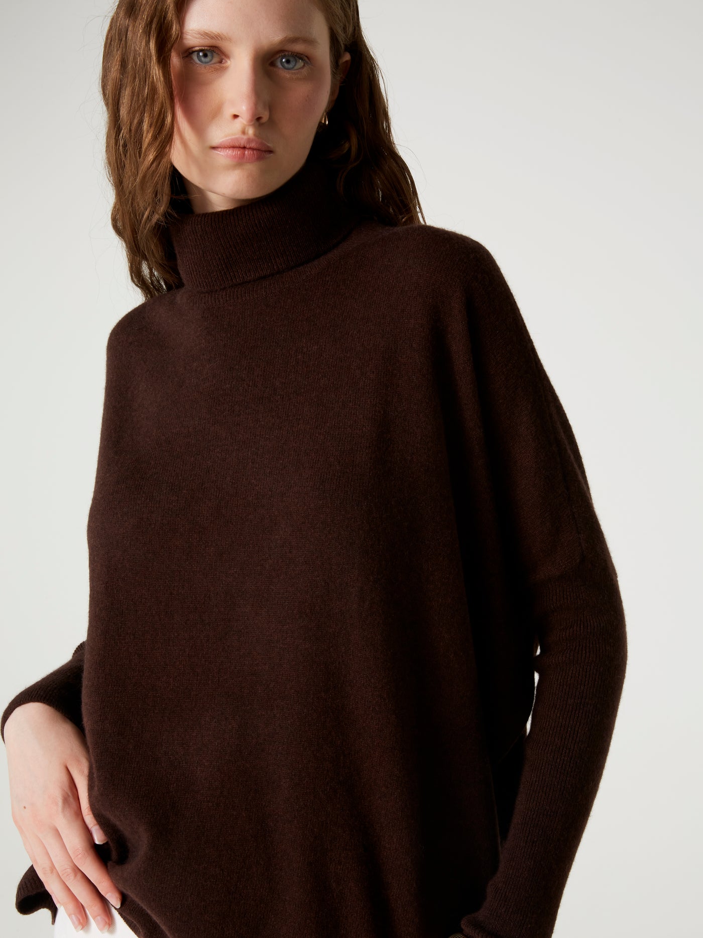 pull poncho clara - Cachemire - brownie
