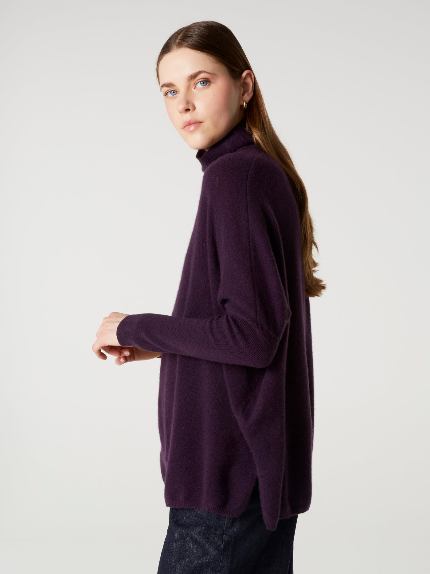 pull poncho clara - Cachemire - heather plum