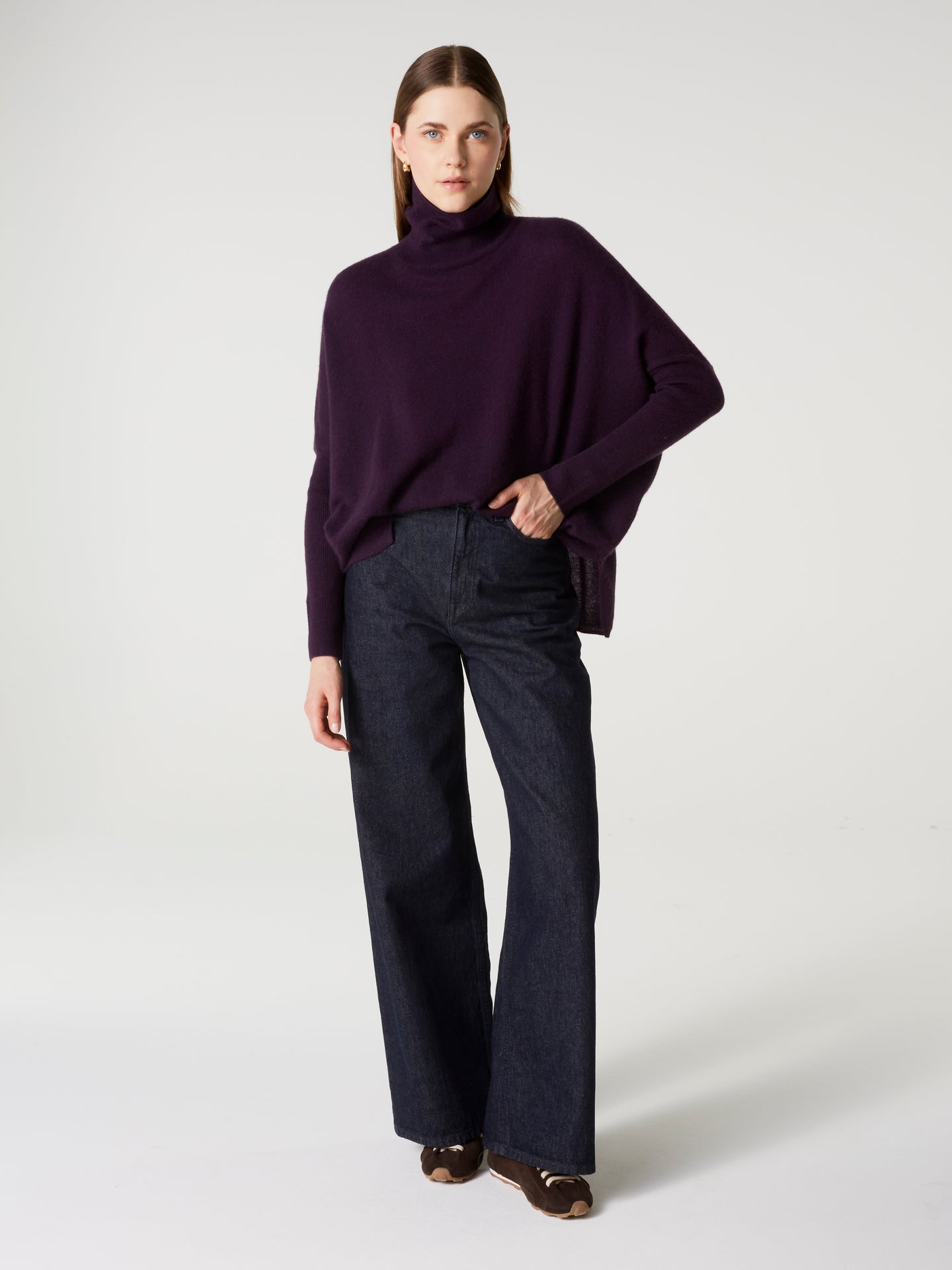pullover poncho clara - Kaschmir - Heather Plum
