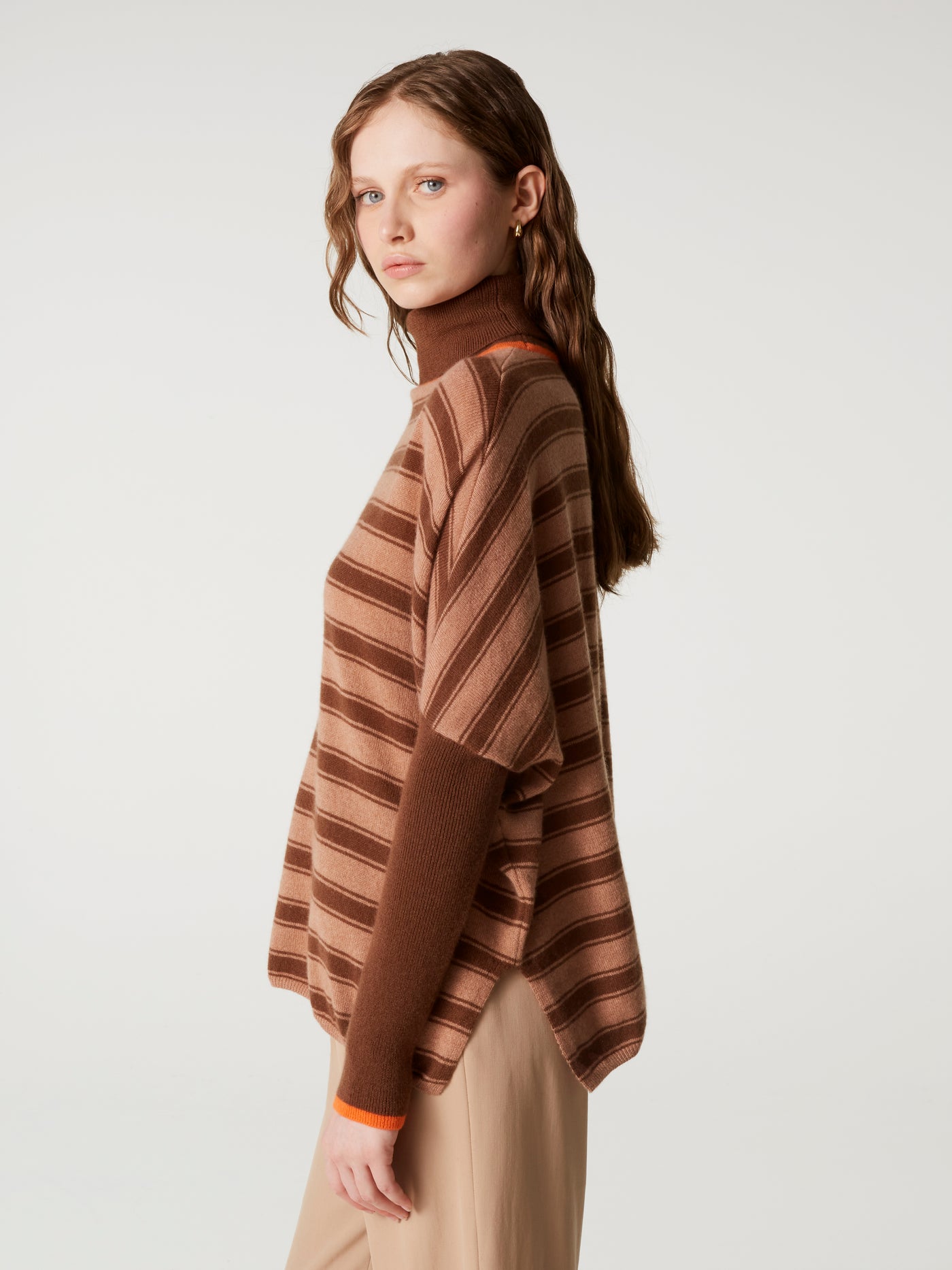 Poncho-Pullover Joanna - Kaschmir - Hellbraun