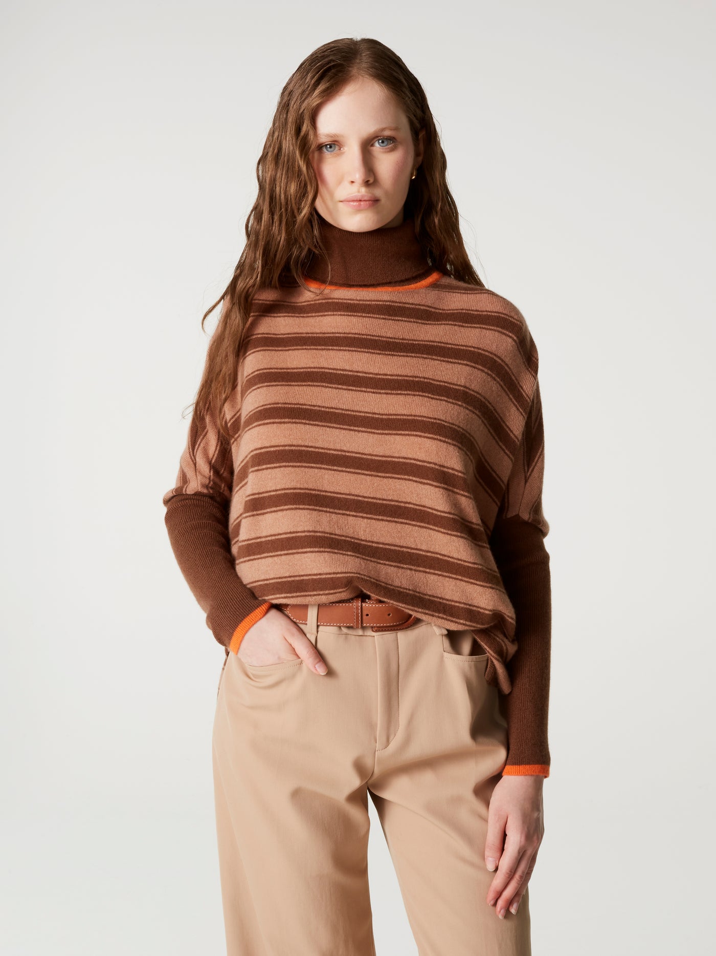 Poncho-Pullover Joanna - Kaschmir - Hellbraun