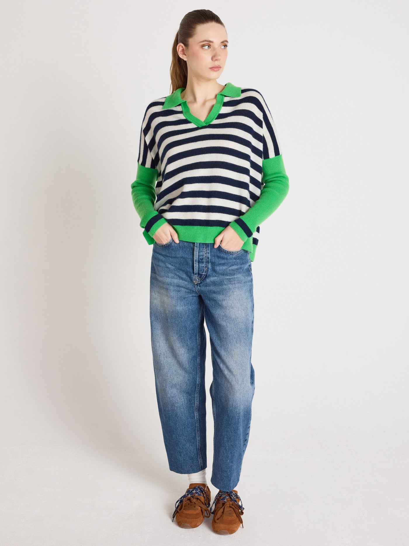 Toni - Poncho-pullover mit Polokragen aus Kaschmir - Navy