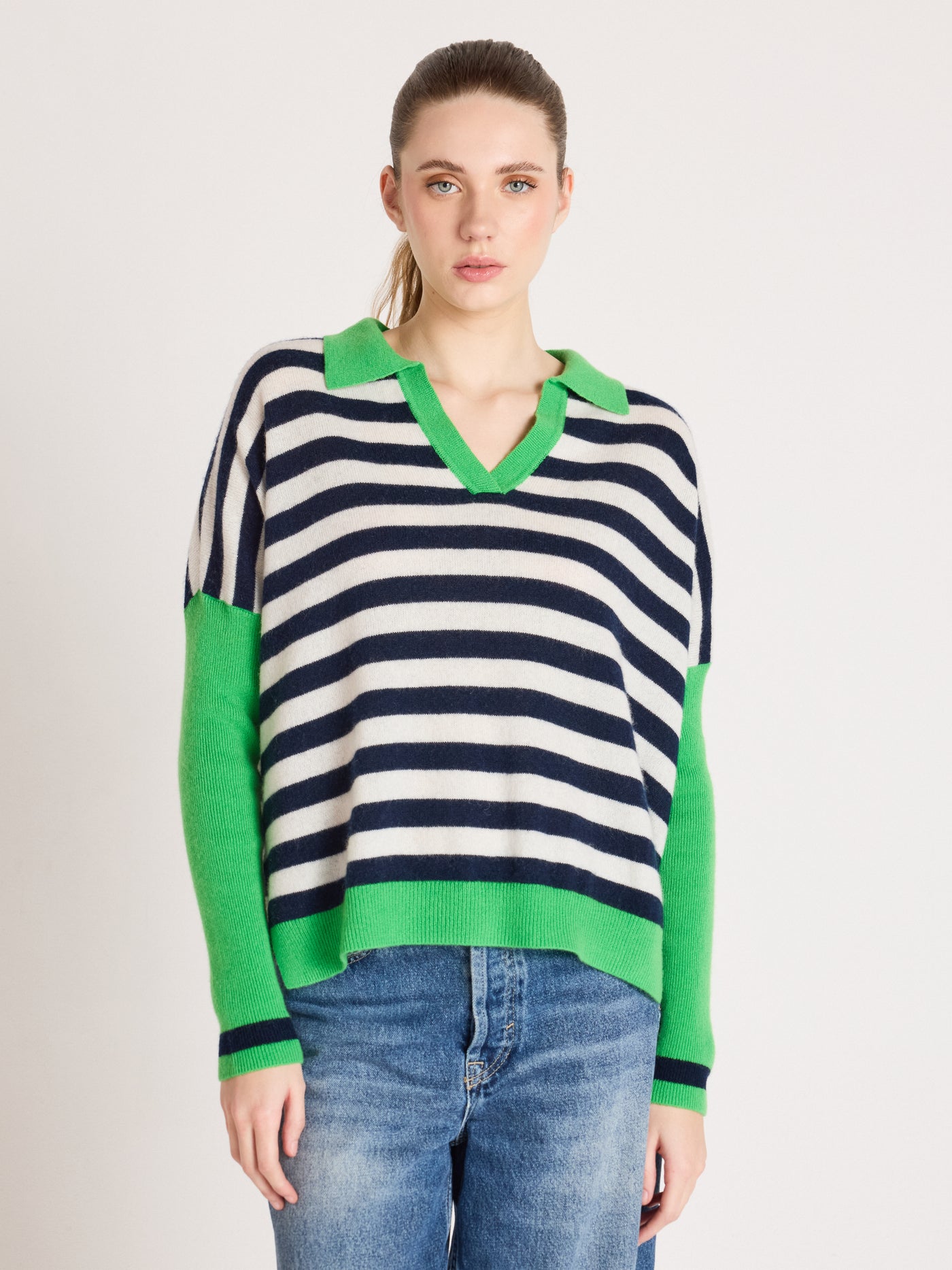 Toni - Poncho-pullover mit Polokragen aus Kaschmir - Navy