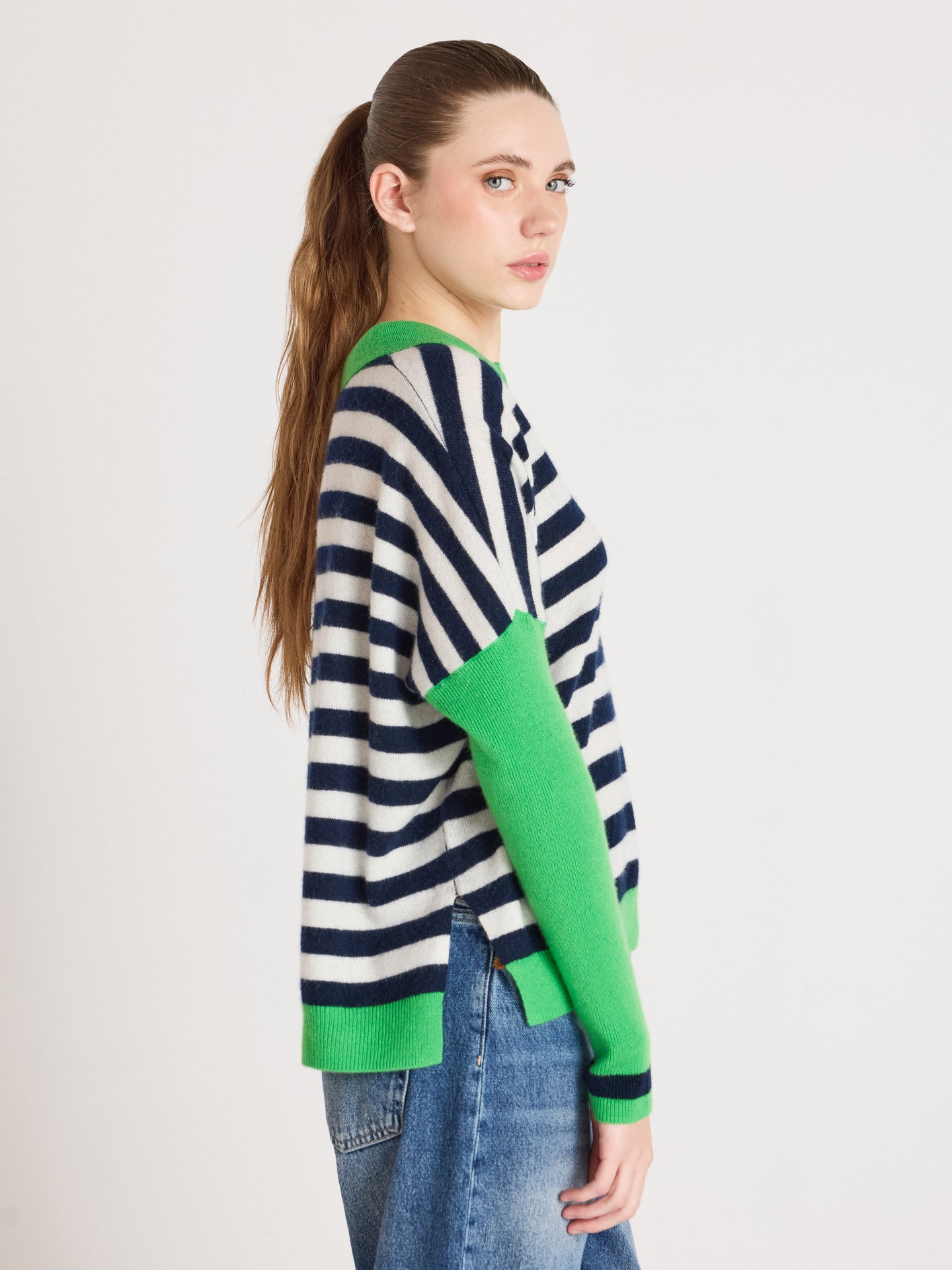 toni polo poncho sweater - cashmere - navy