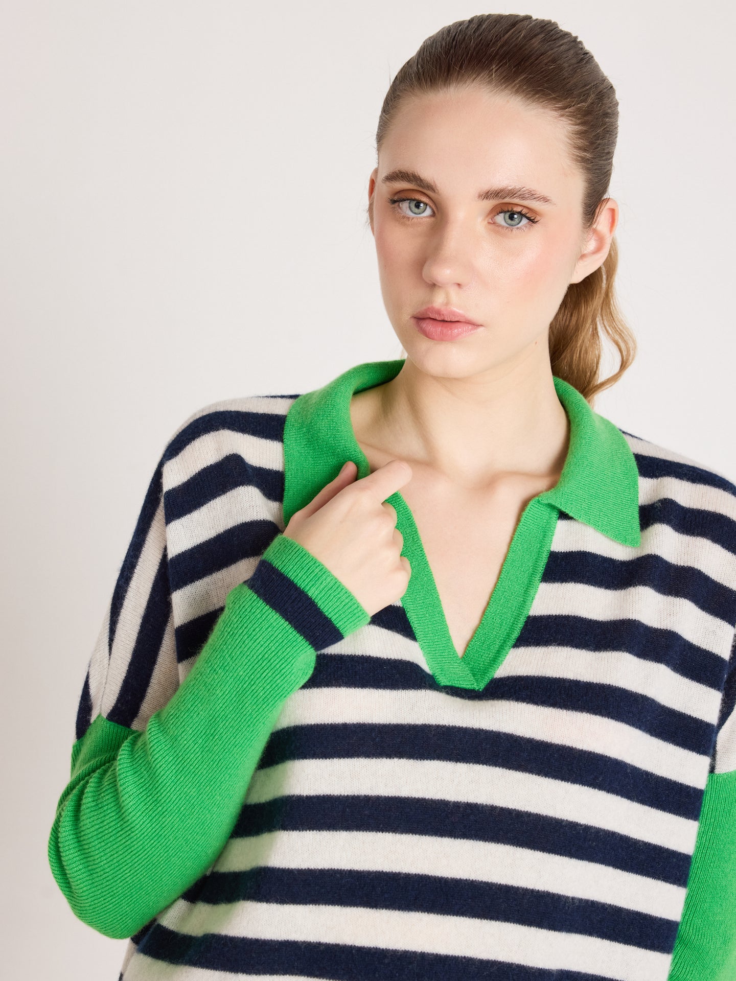 toni polo poncho sweater - cashmere - navy