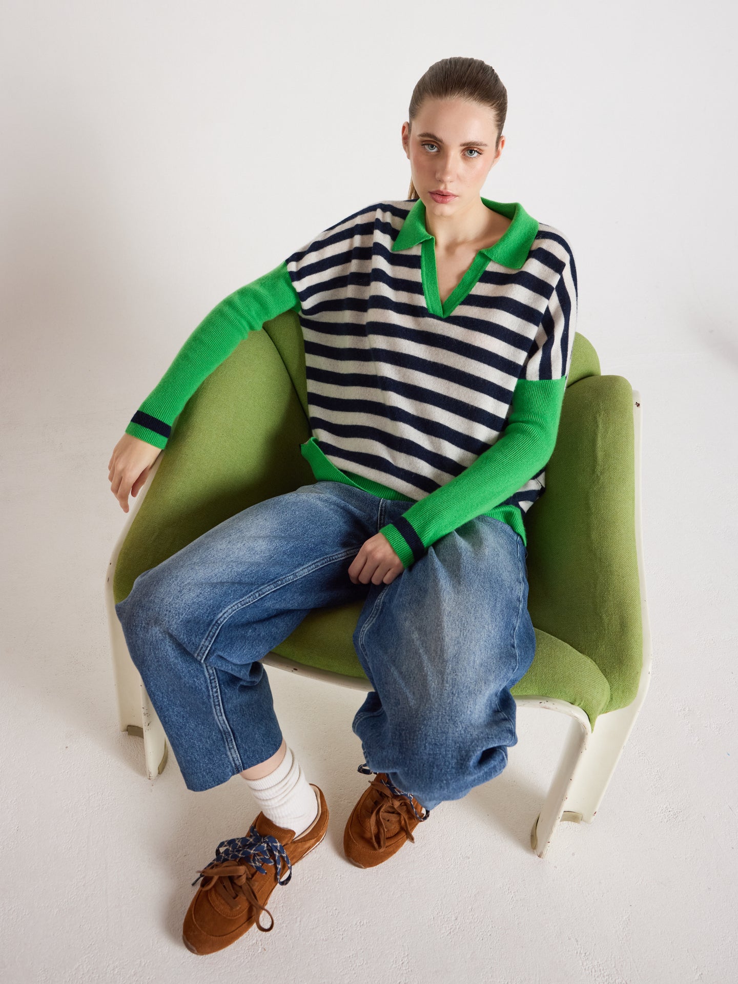 Toni - Poncho-pullover mit Polokragen aus Kaschmir - Navy