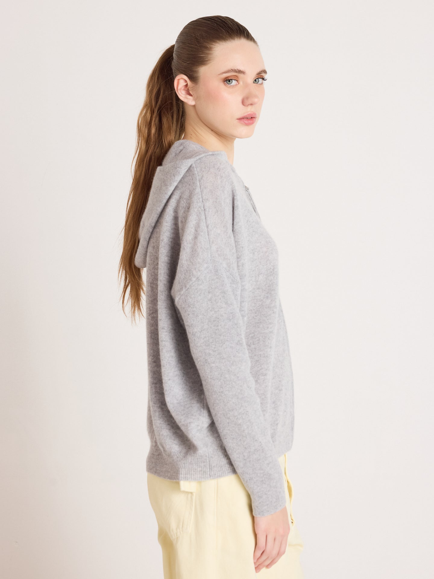 vestponcho met rits evelyn - Poncho met rits en kasjmier - light heather grey