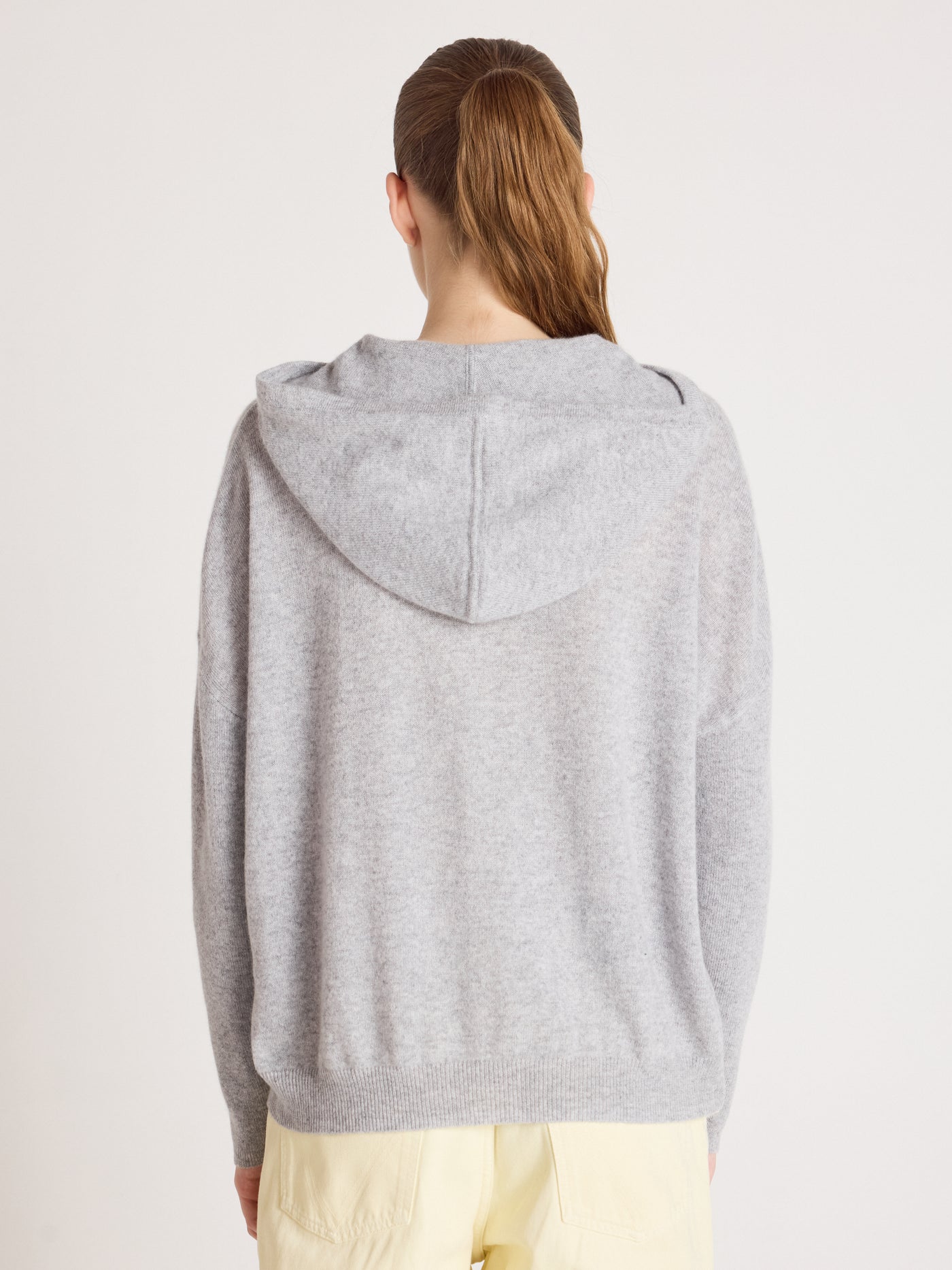 evelyn - Pull poncho zippé en cachemire - light heather grey