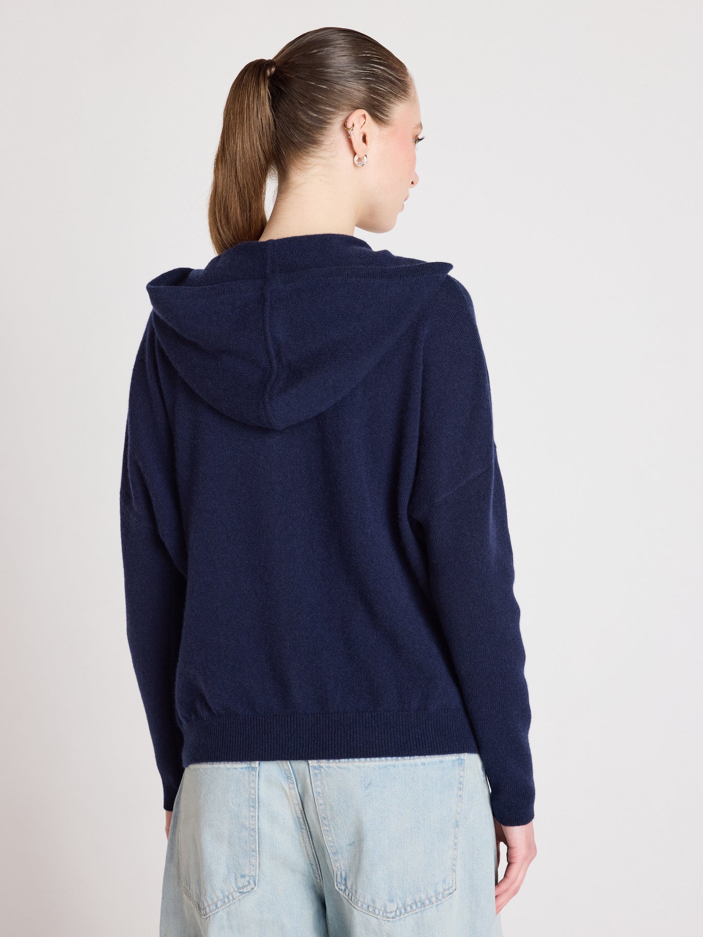 evelyn zip-up sweater - cashmere - navy
