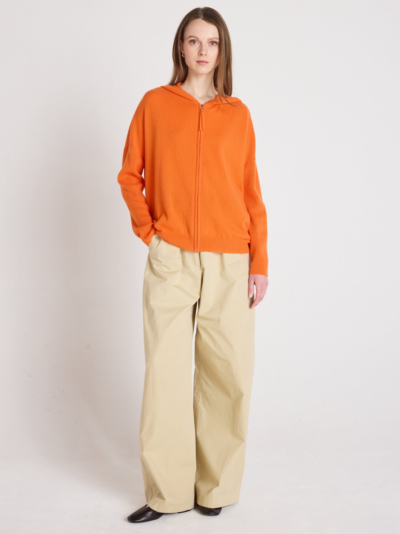 Evelyn - Poncho-pullover aus Kaschmir - orange