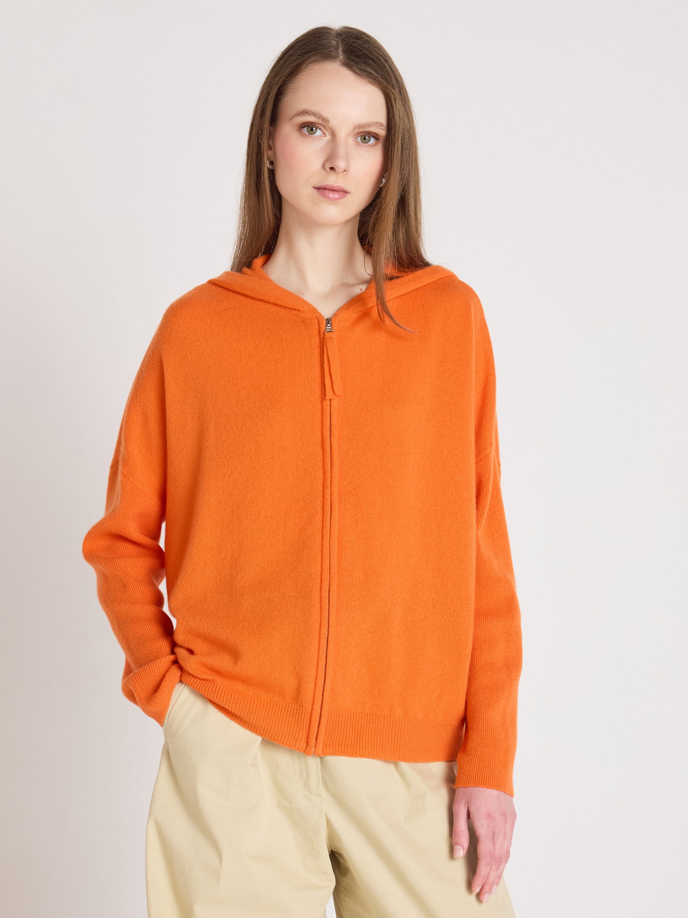 Evelyn - Poncho-pullover aus Kaschmir - orange