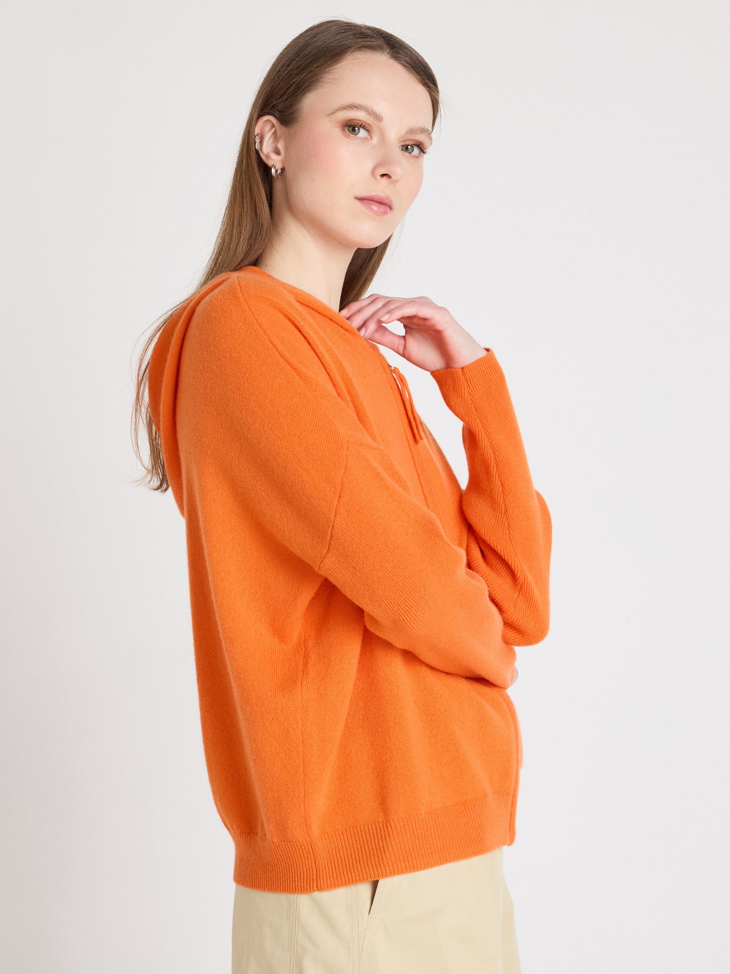 vestponcho met rits evelyn - Poncho met rits en kasjmier - orange