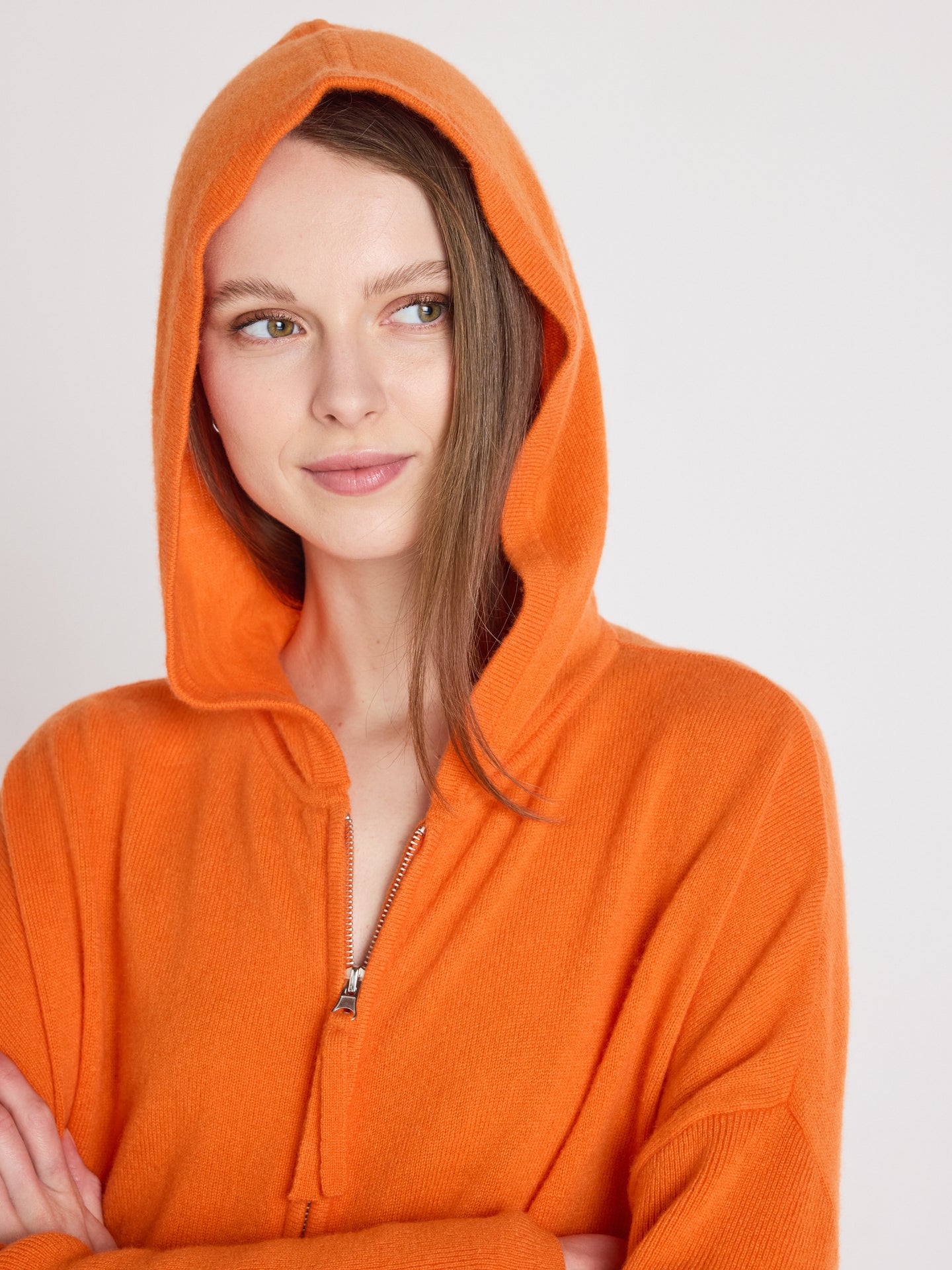 vestponcho met rits evelyn - Poncho met rits en kasjmier - orange