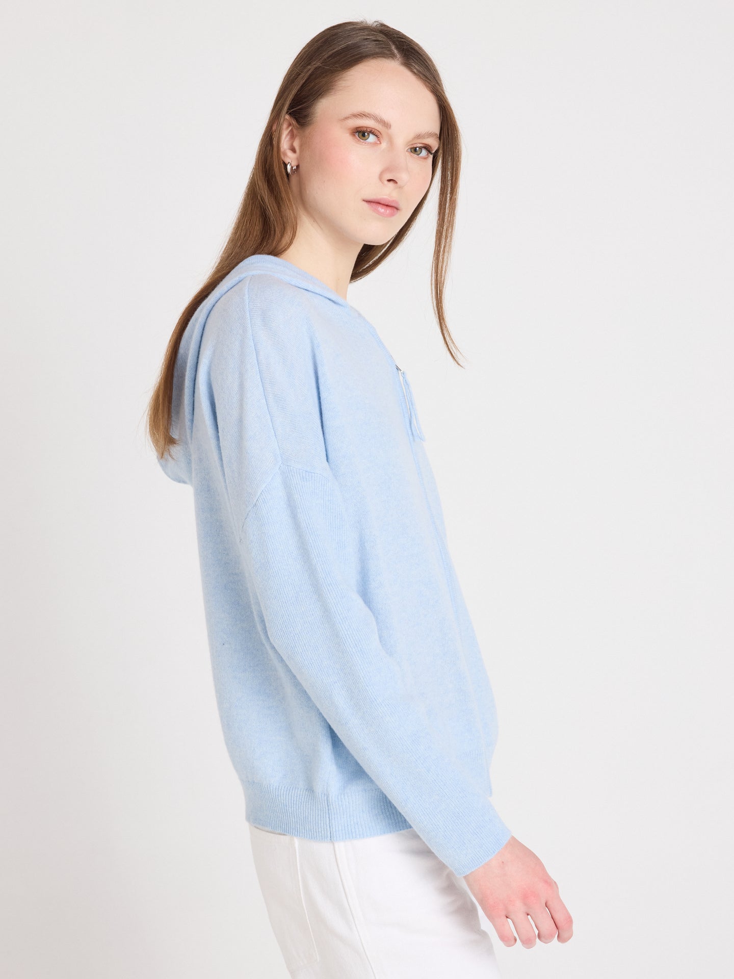 evelyn zip-up sweater - cashmere - skyway