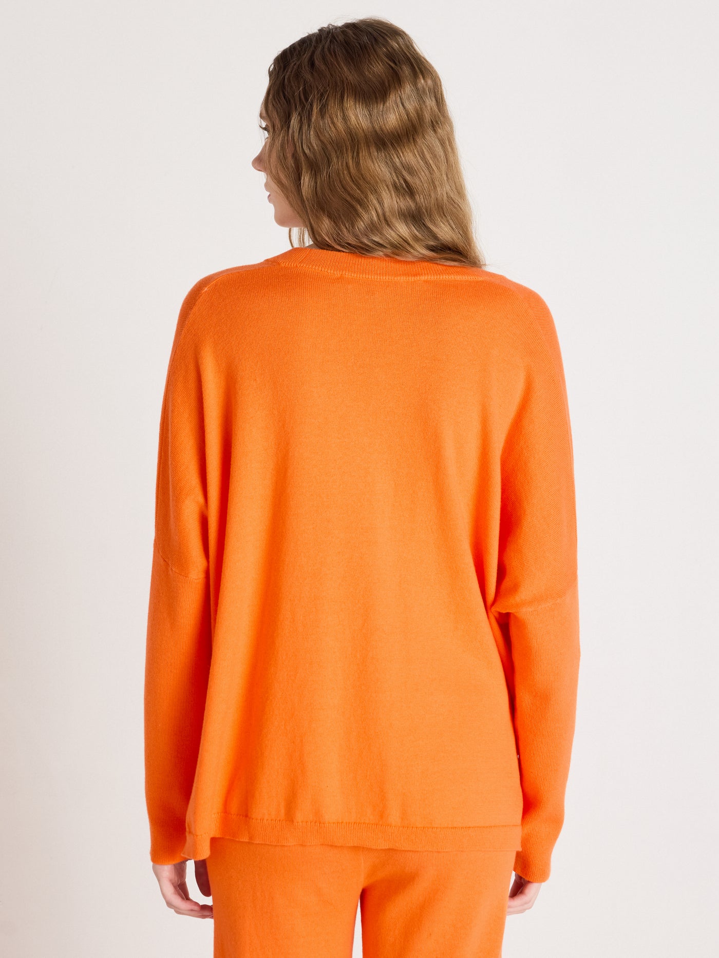 Natalie - Cashmere poncho cardigan - clementine