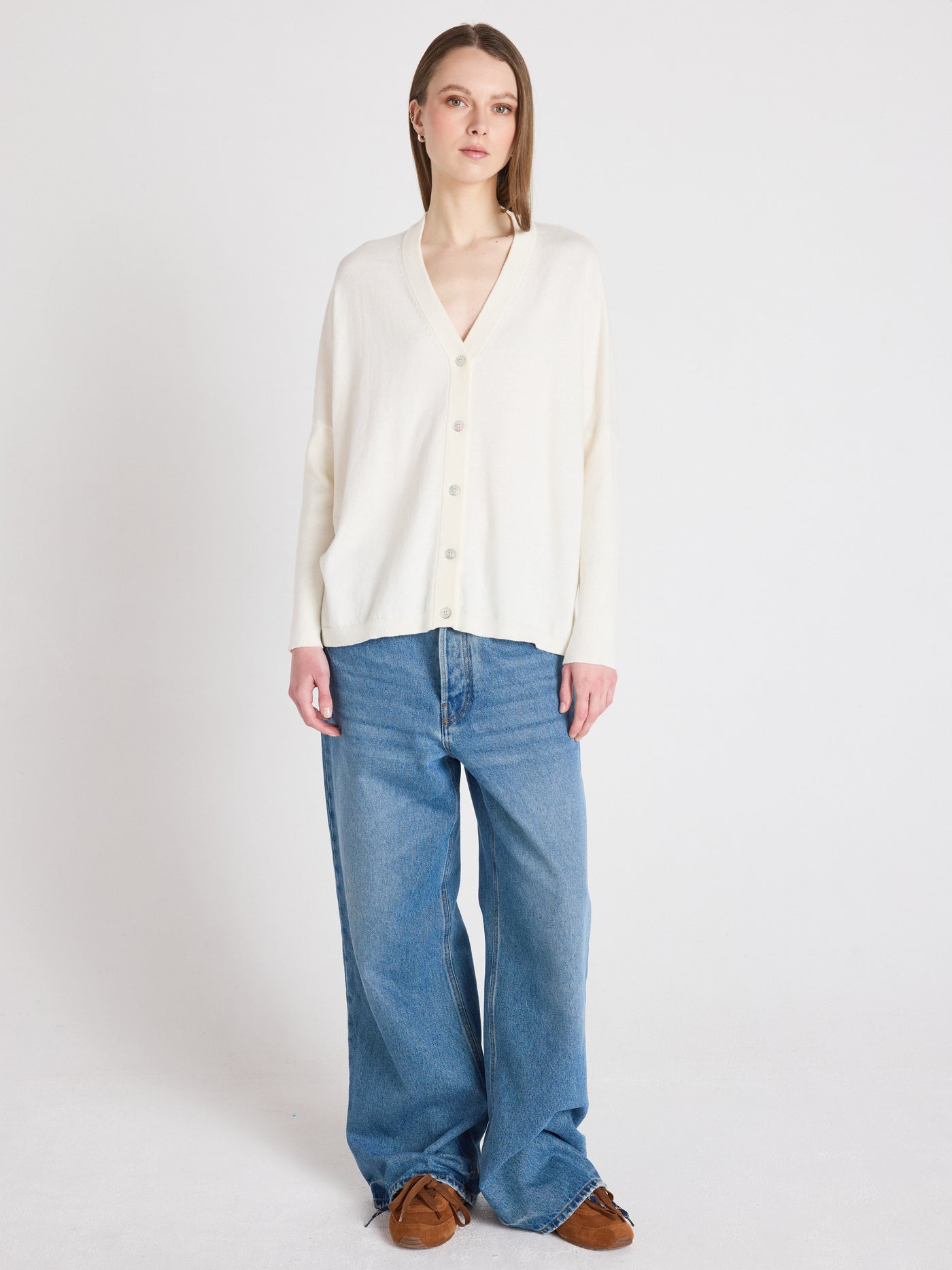 Natalie - Cashmere poncho cardigan - cream