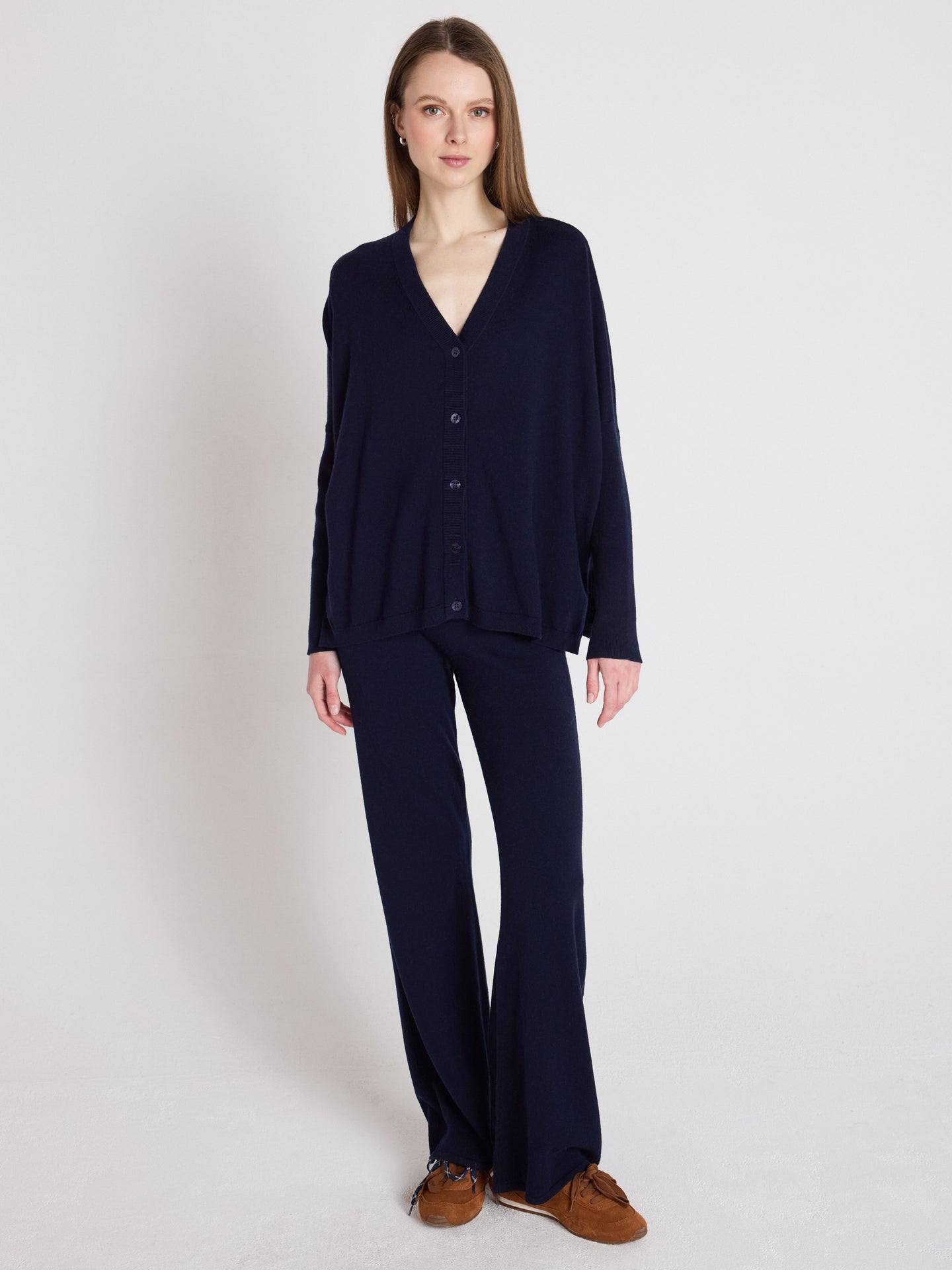 Natalie - Kaschmir-Poncho-Strickjacke - Navy