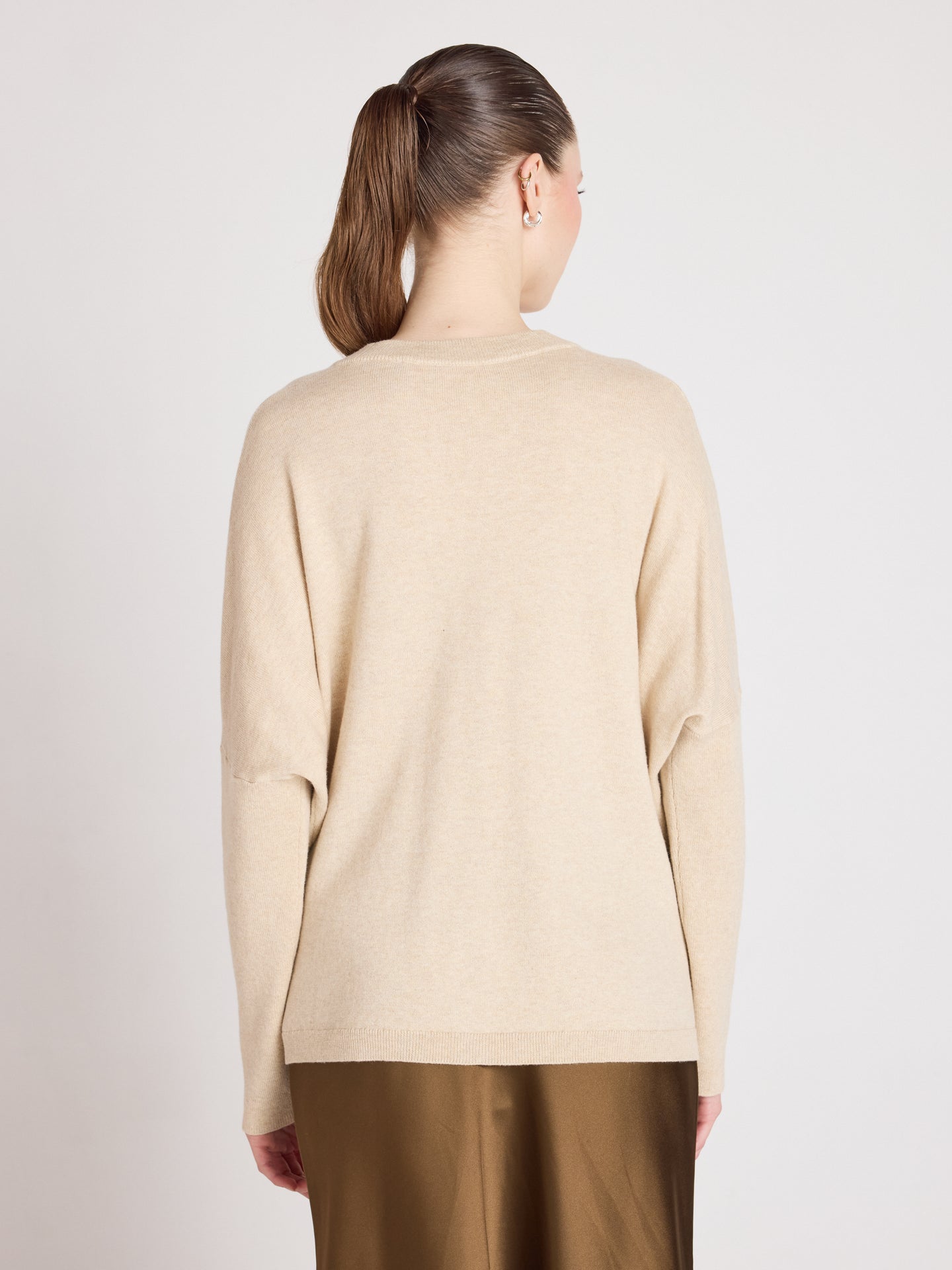 Natalie - Kaschmir-Poncho-Strickjacke - oat