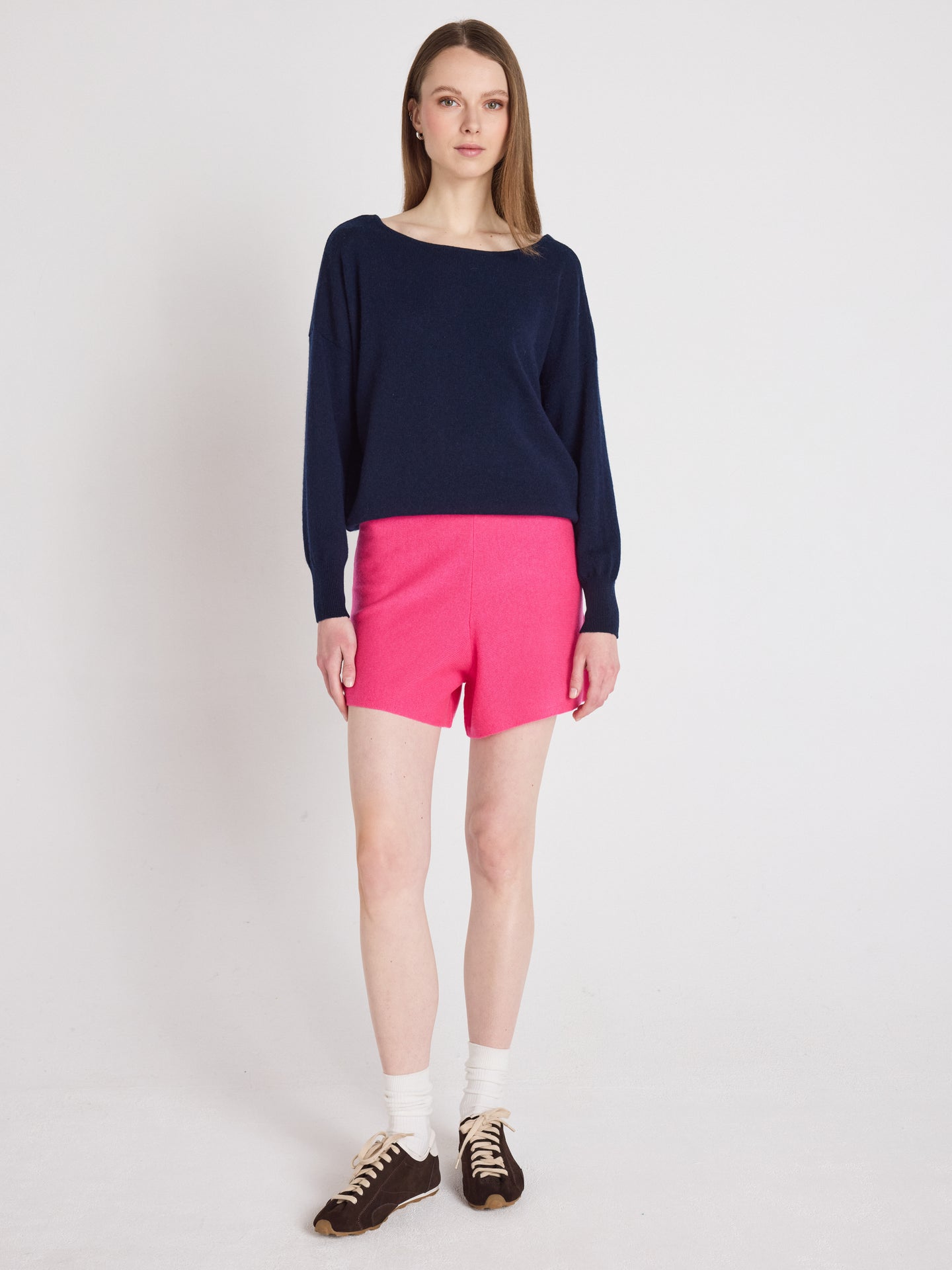 charlotte - Large shorts, 100% cashmere - fuchsia