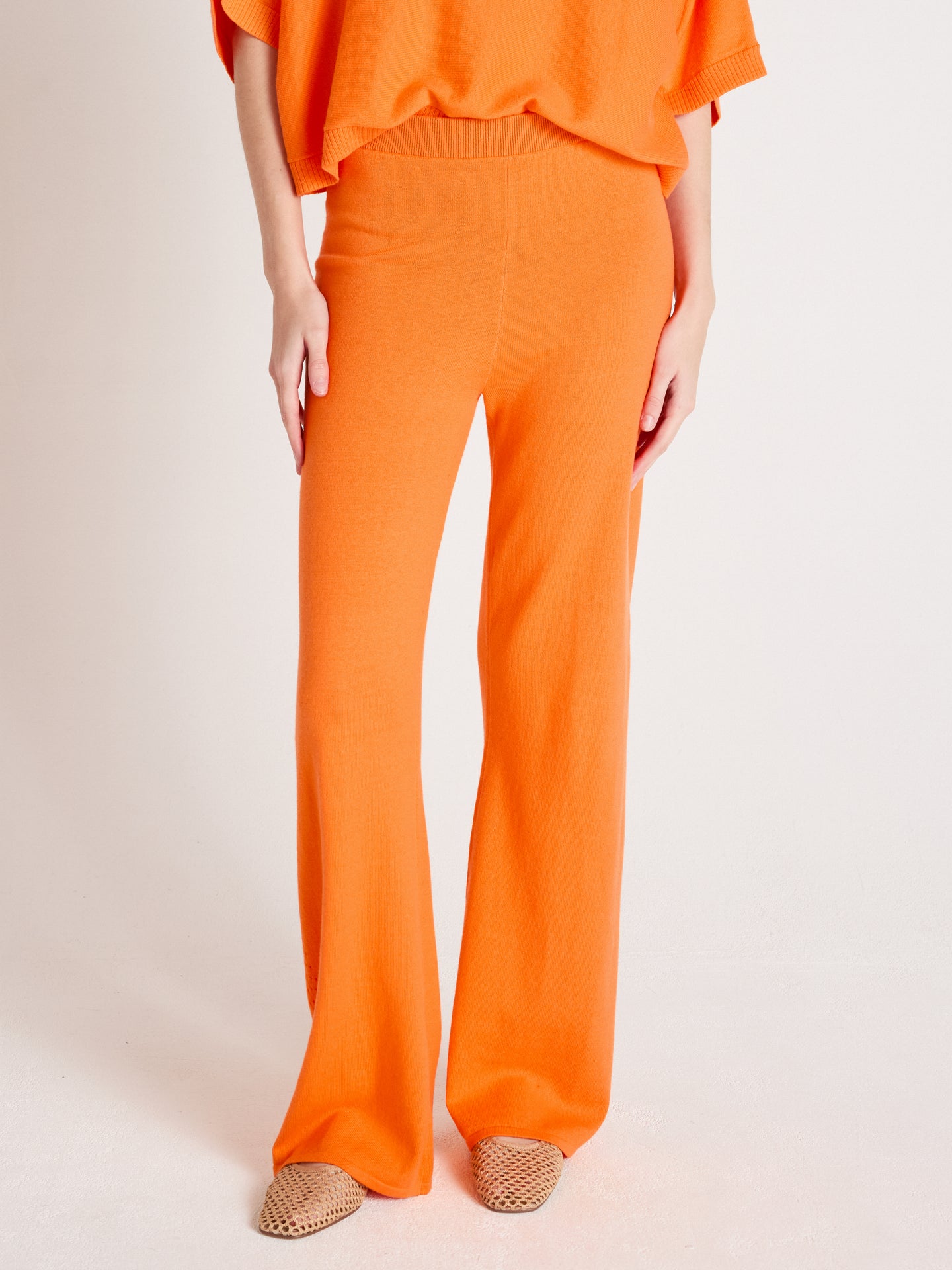 Melynda - Ausgestellte Hose, 100 % Kaschmir - clementine