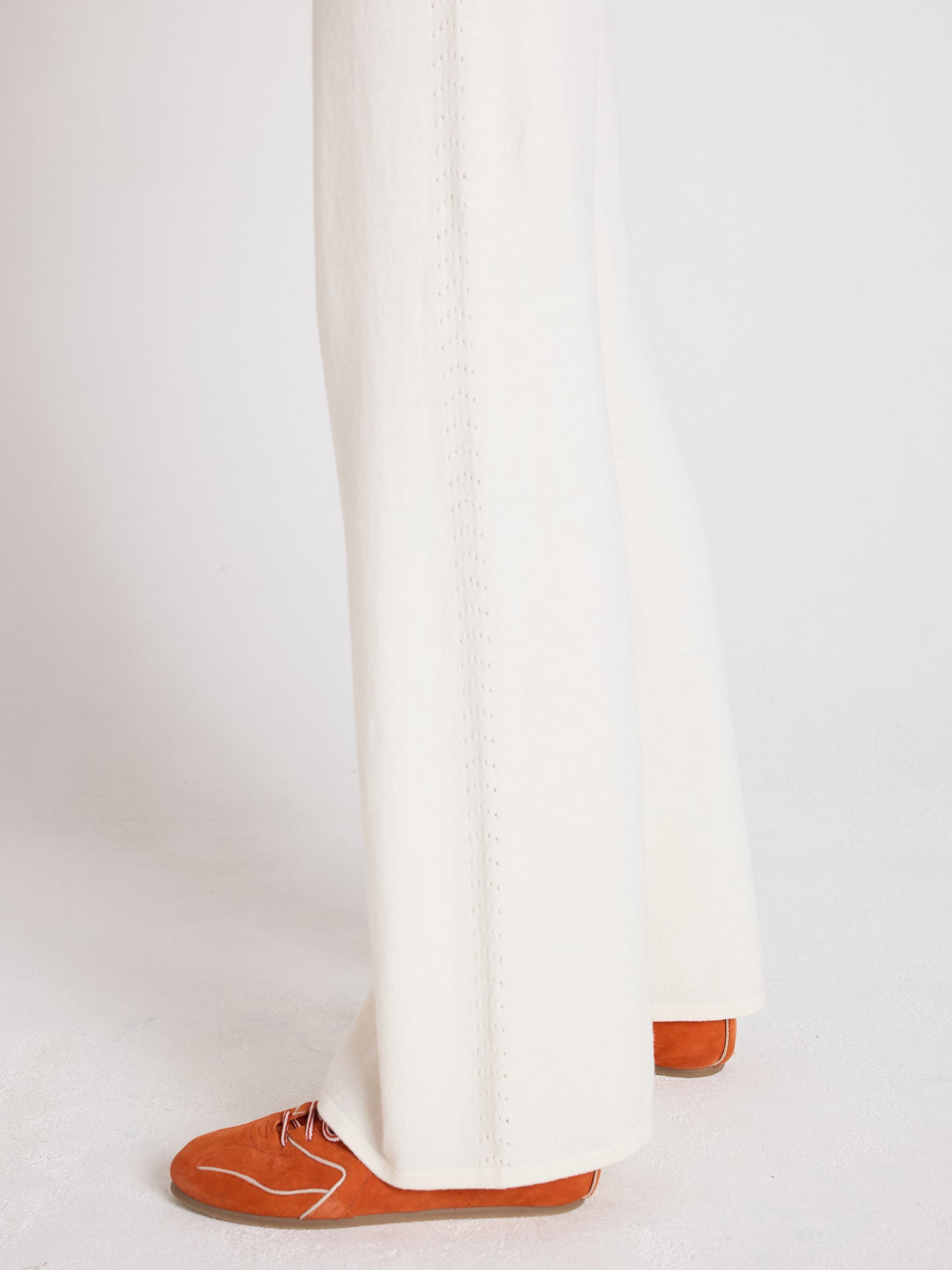 melynda - Pantalon évasé en coton cachemire - cream