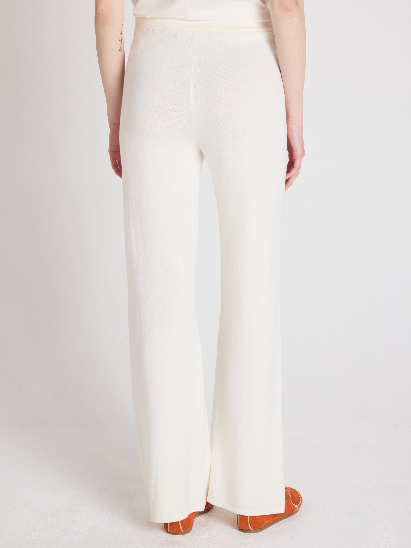 melynda - Pantalon évasé en coton cachemire - cream