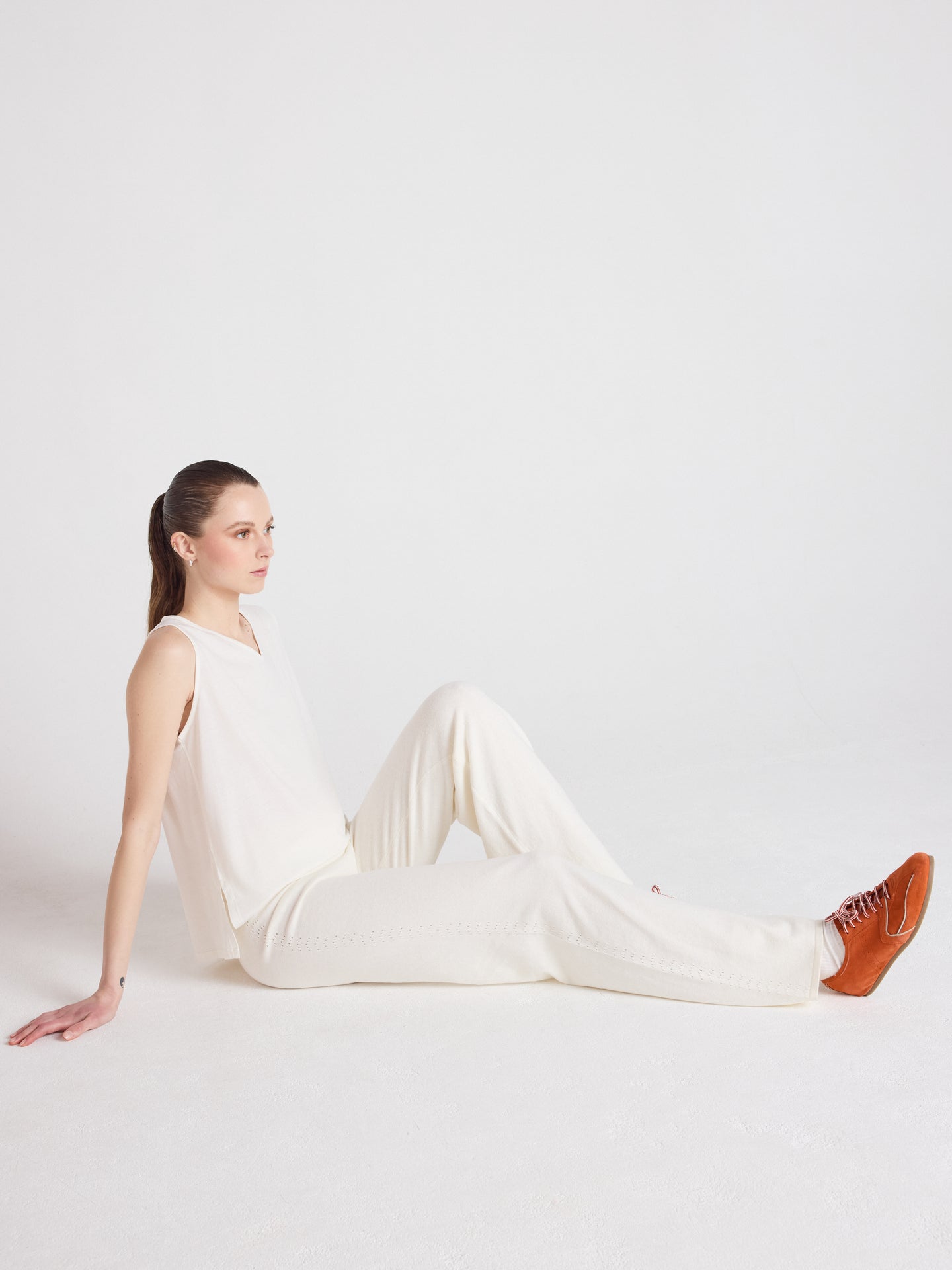 Melynda - Ausgestellte Hose, 100 % Kaschmir - cream