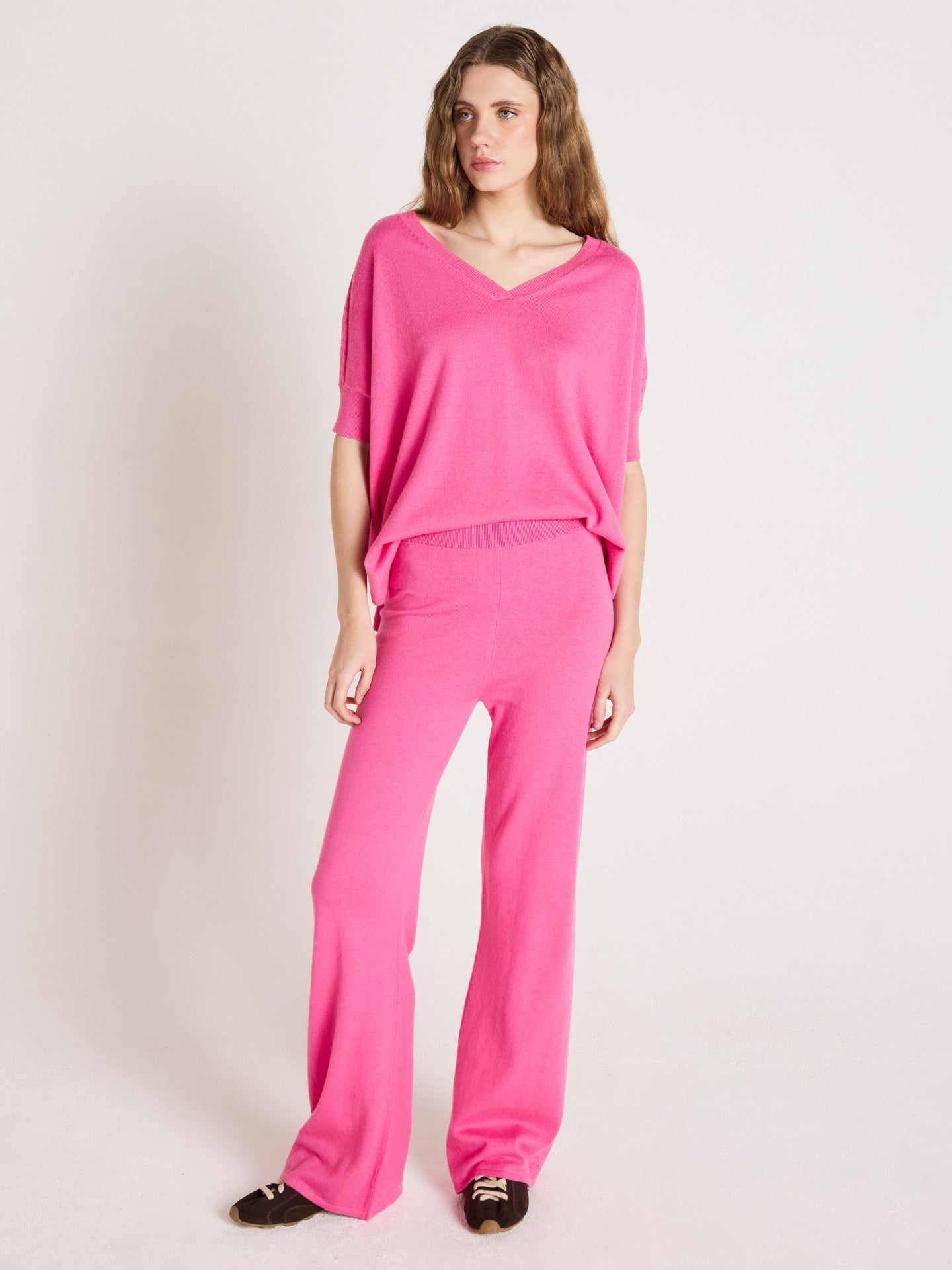 Melynda - Ausgestellte Hose, 100 % Kaschmir - flamingo pink