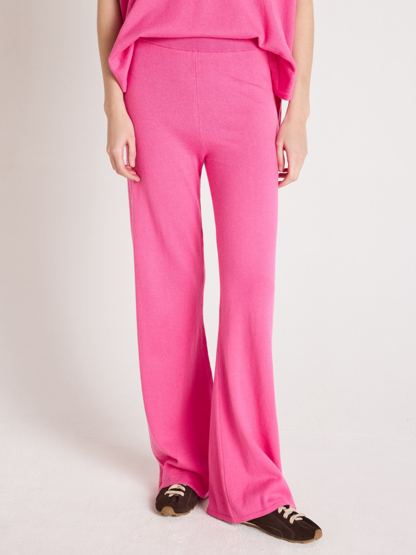 melynda - Pantalon évasé en coton cachemire - flamingo pink