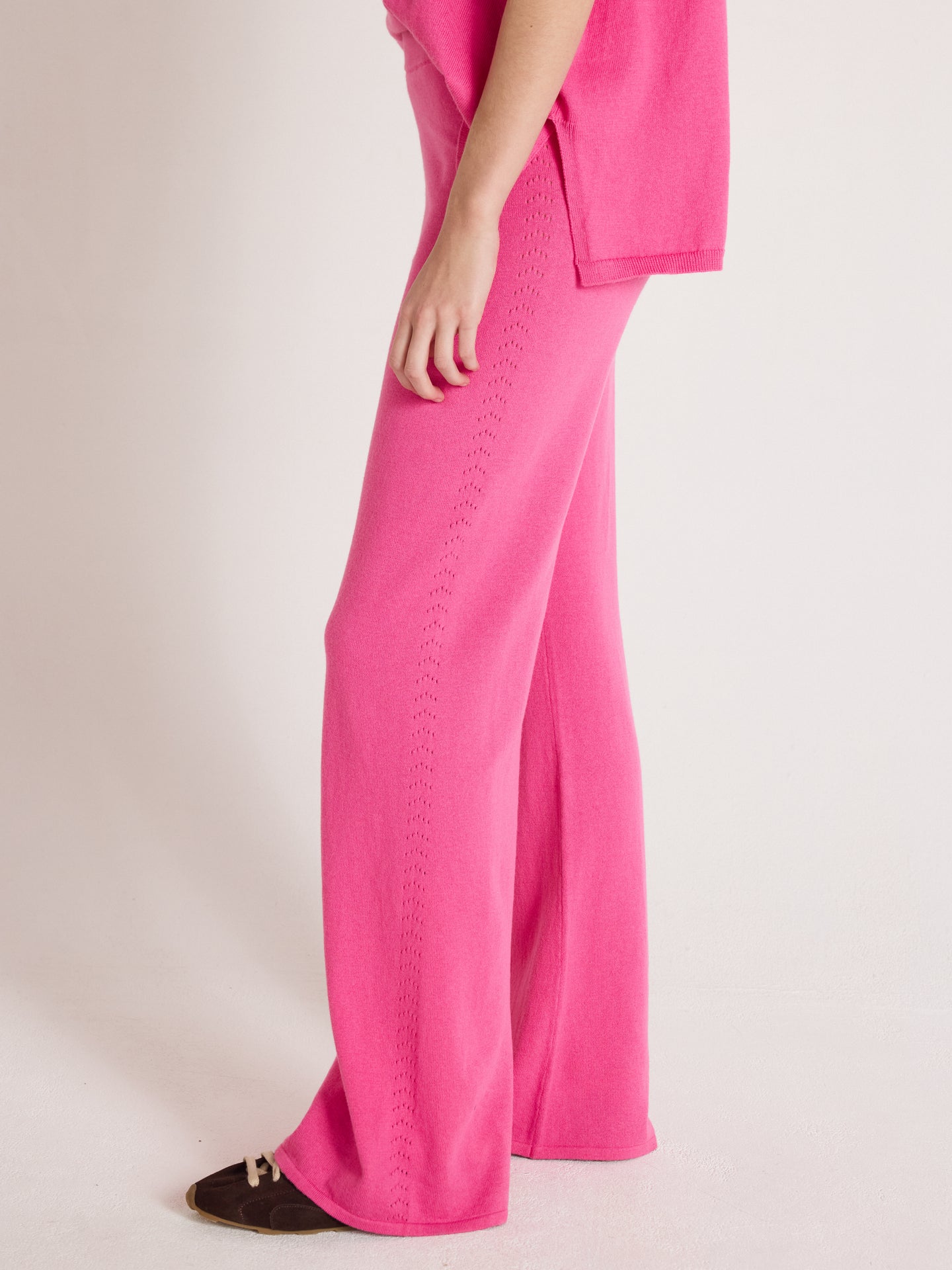 melynda - Pantalon évasé en coton cachemire - flamingo pink