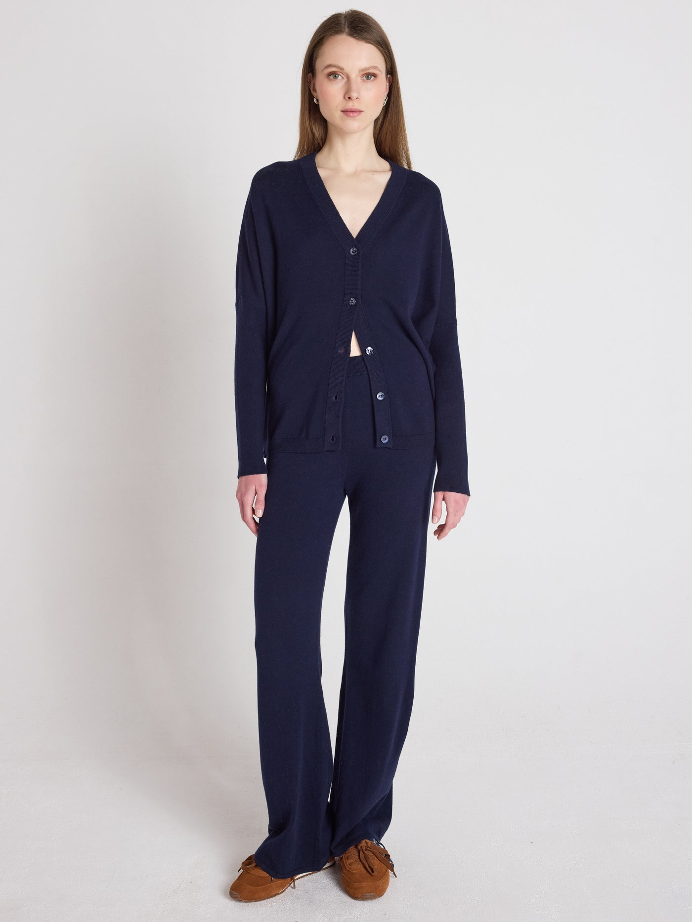 Melynda - Ausgestellte Hose, 100 % Kaschmir - Navy