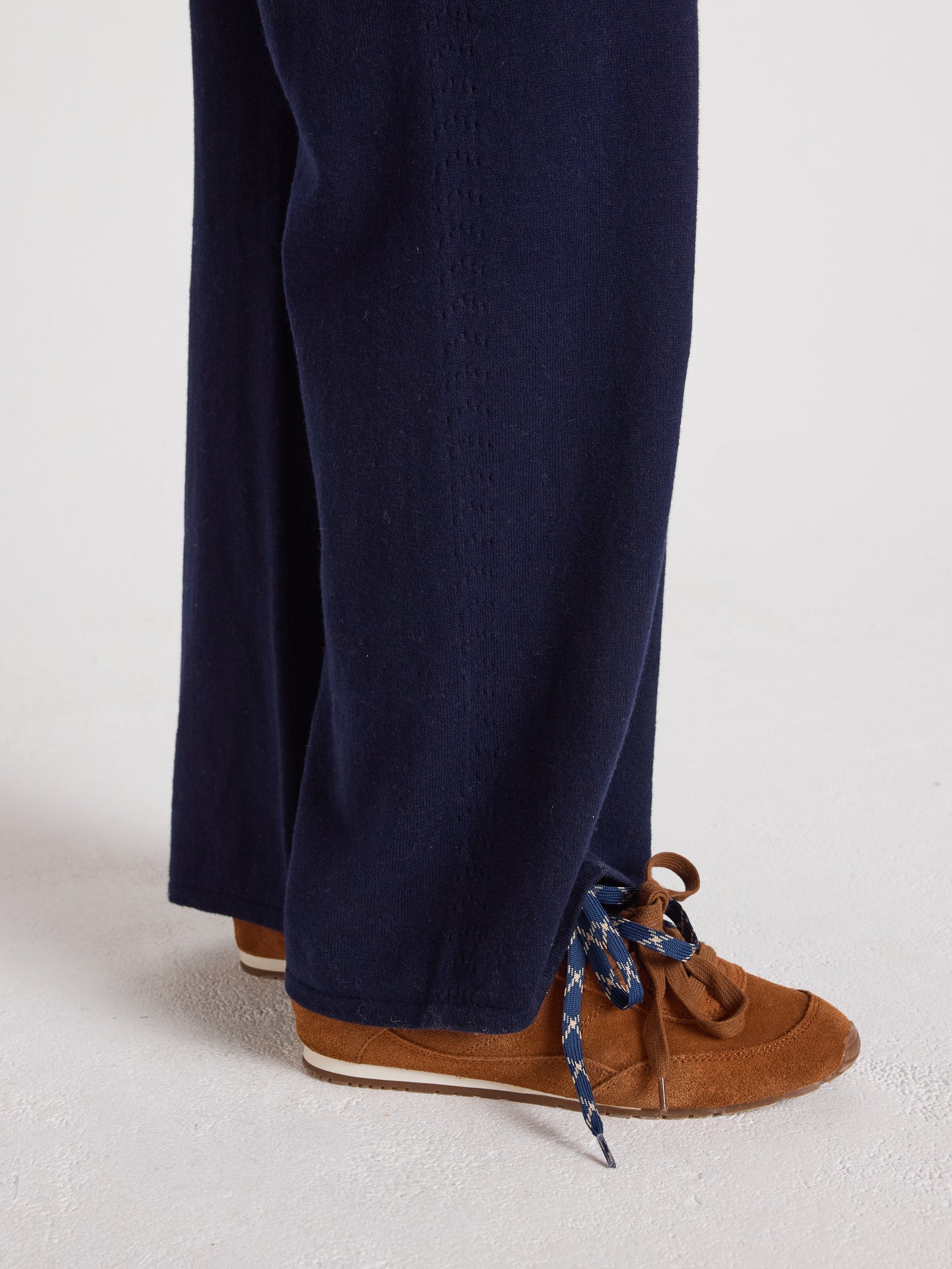 melynda - Pantalon évasé en coton cachemire - navy