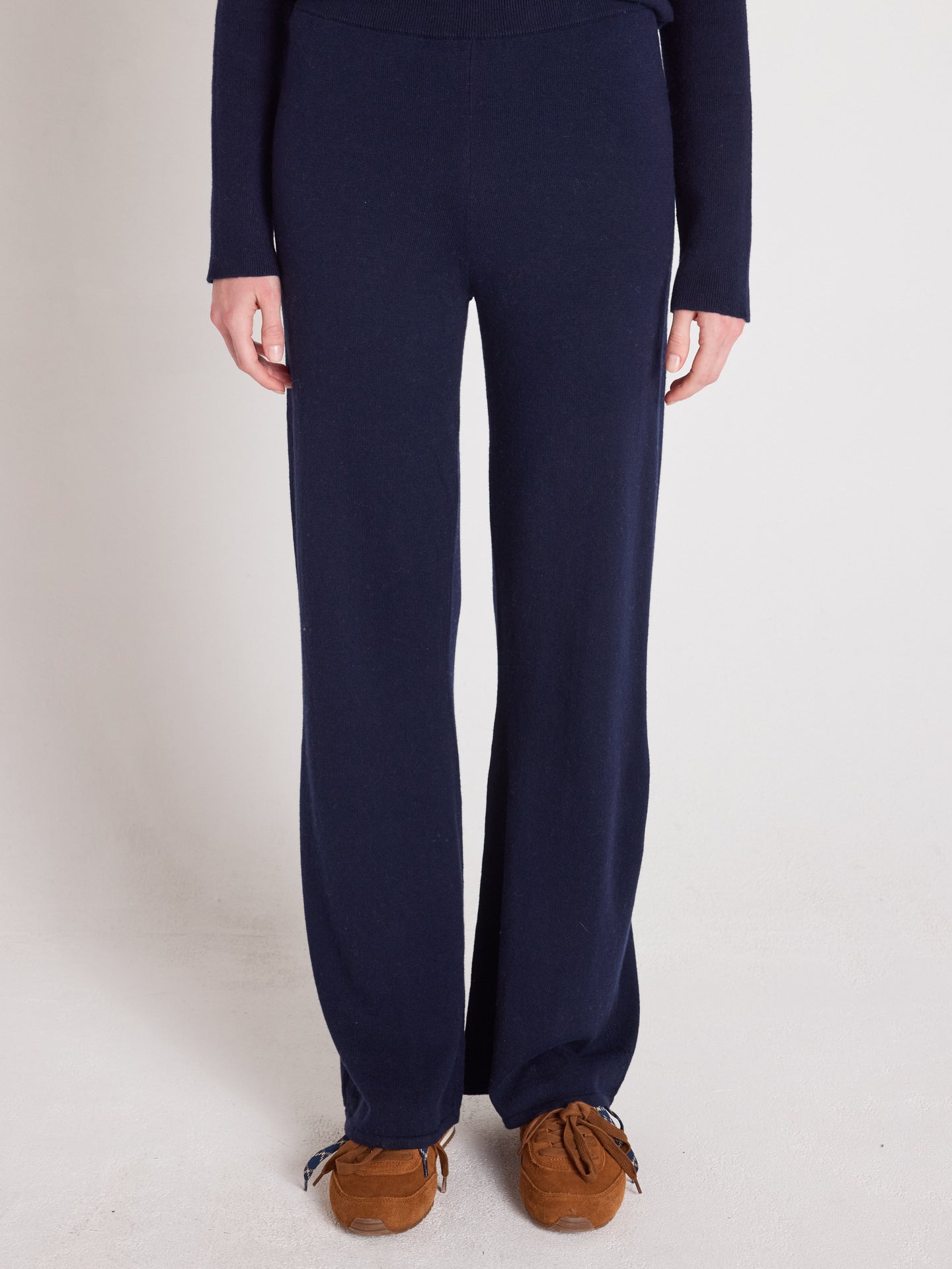 melynda - Flared trousers, 100% cashmere - navy