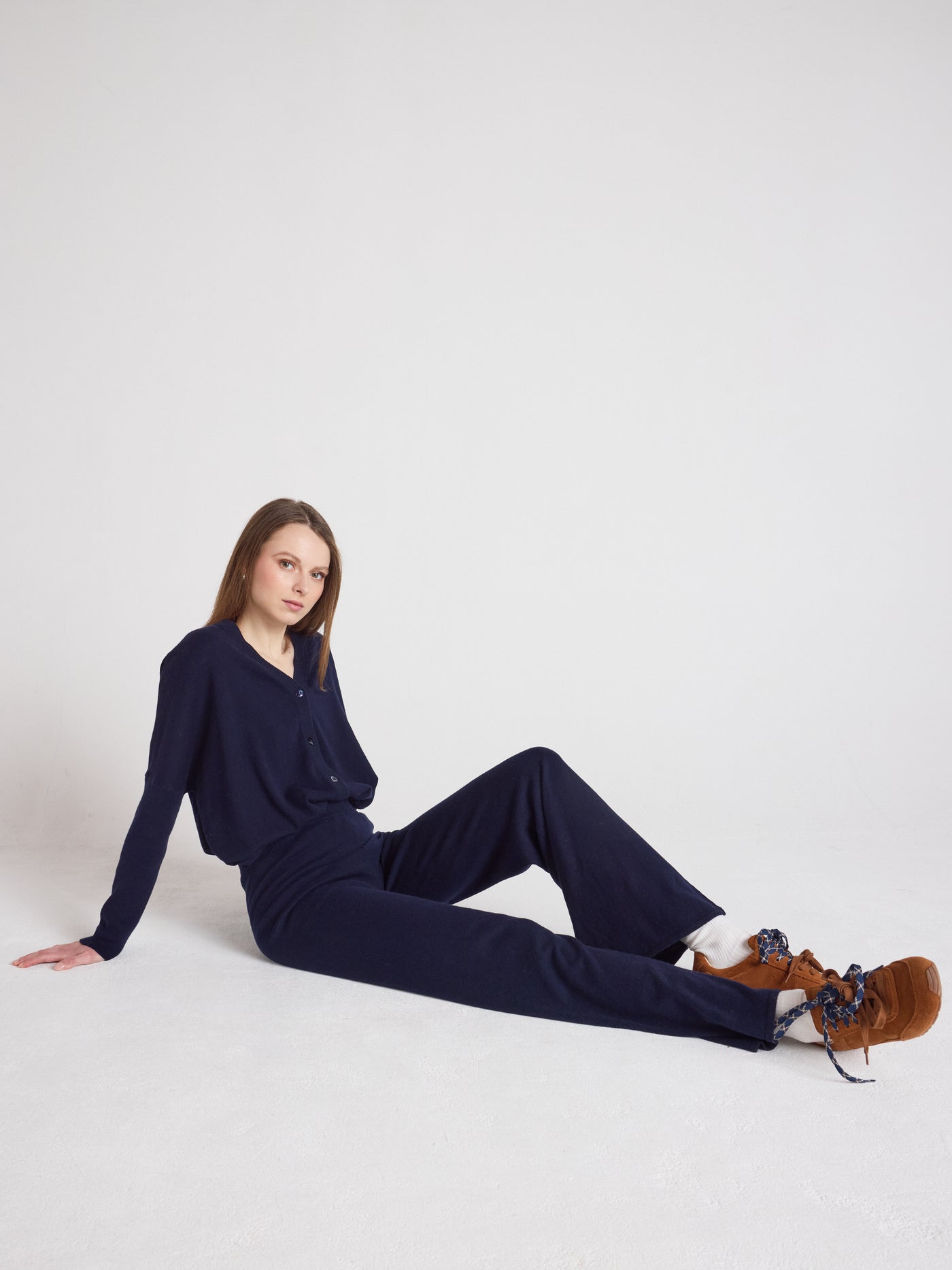 Melynda - Ausgestellte Hose, 100 % Kaschmir - Navy