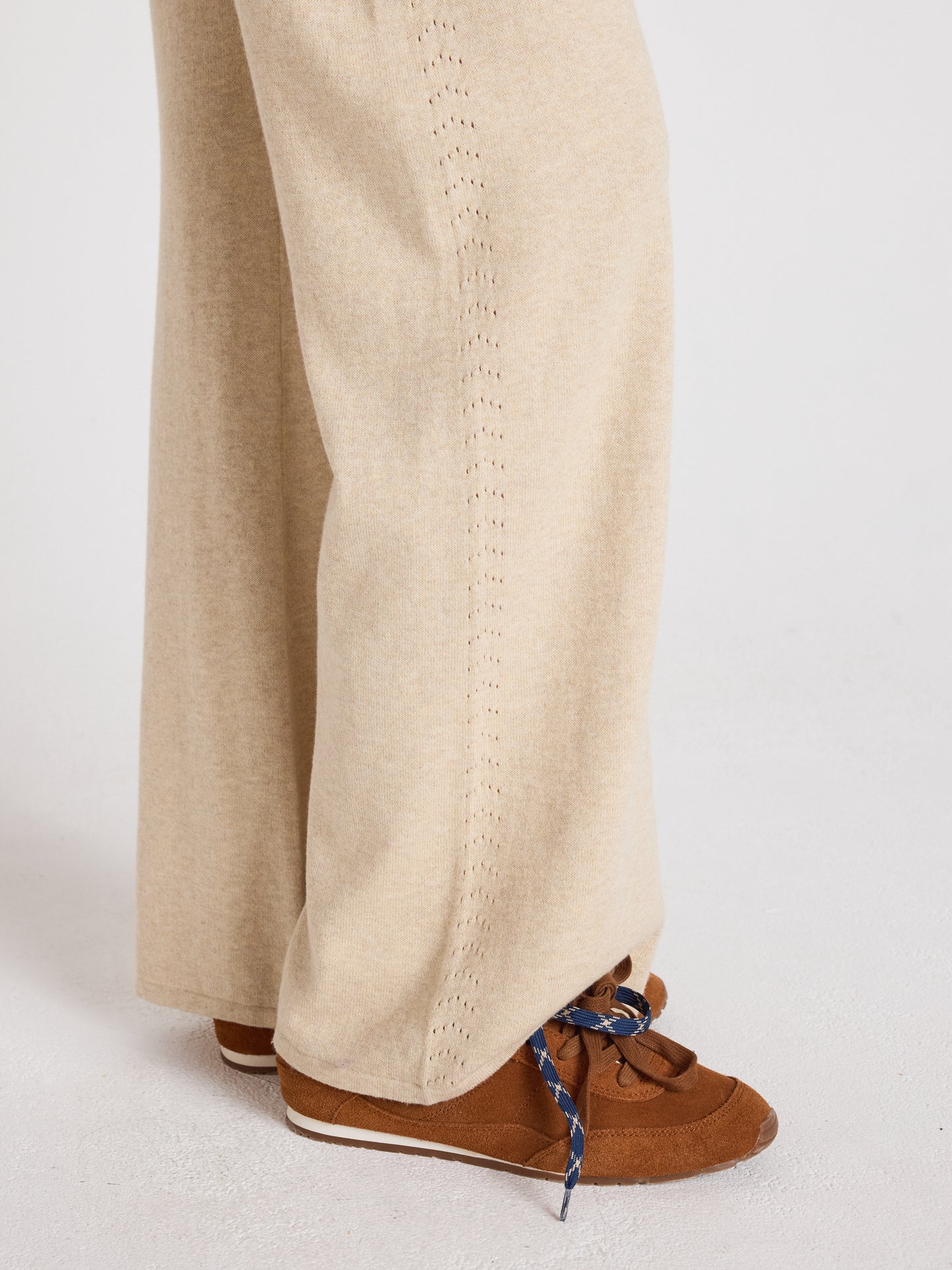 melynda - Pantalon évasé en coton cachemire - oat