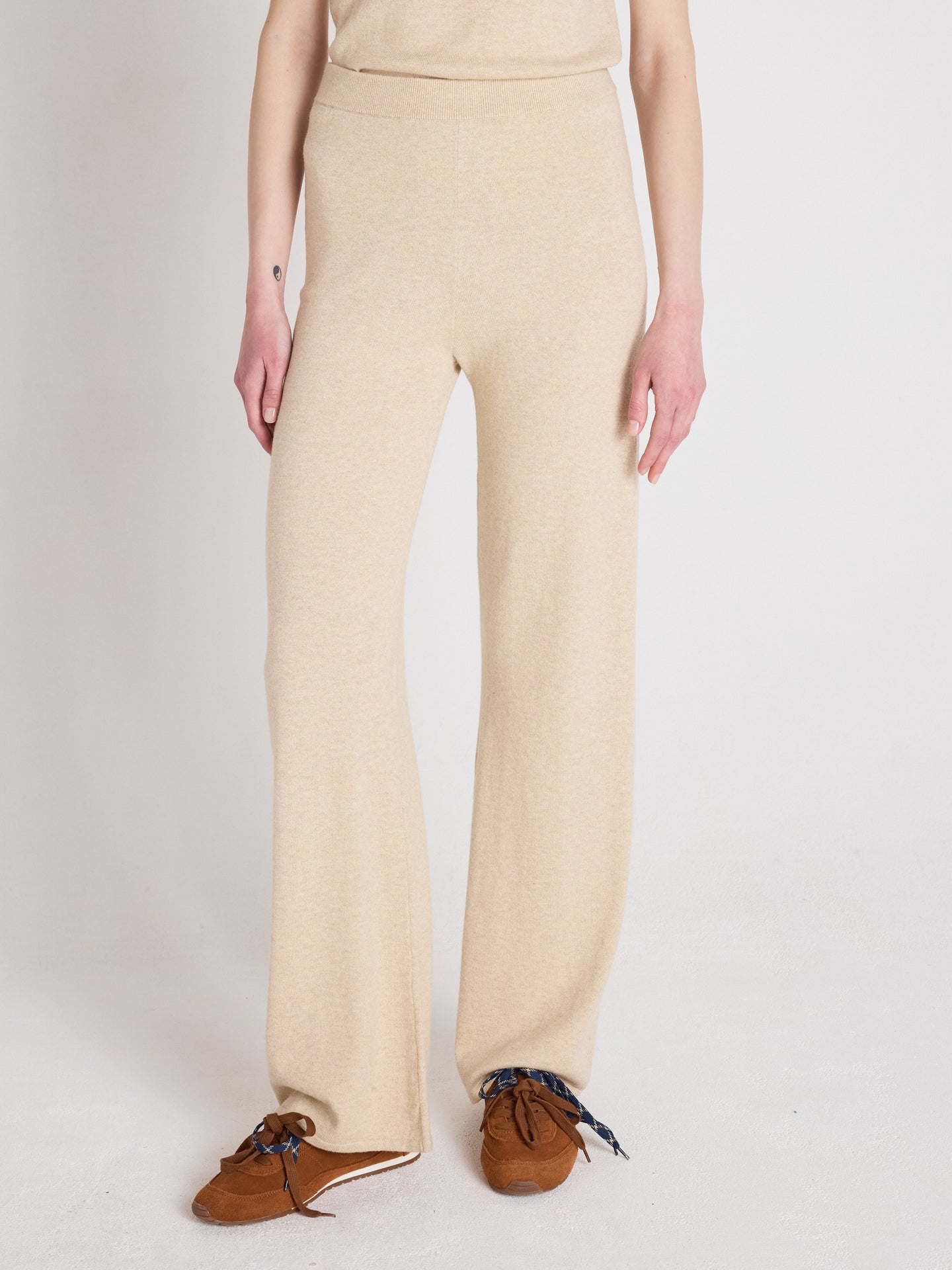 Melynda - Ausgestellte Hose, 100 % Kaschmir - oat