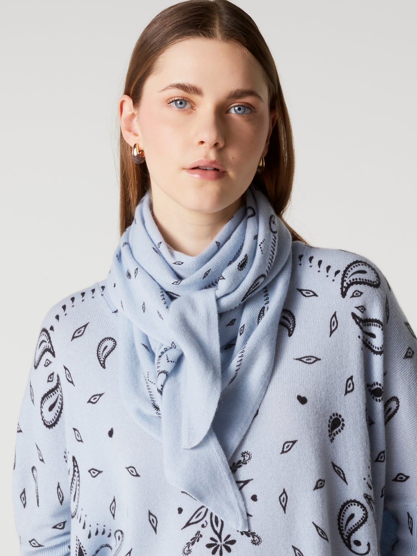Armance print scarf - cashmere - sky print bandana