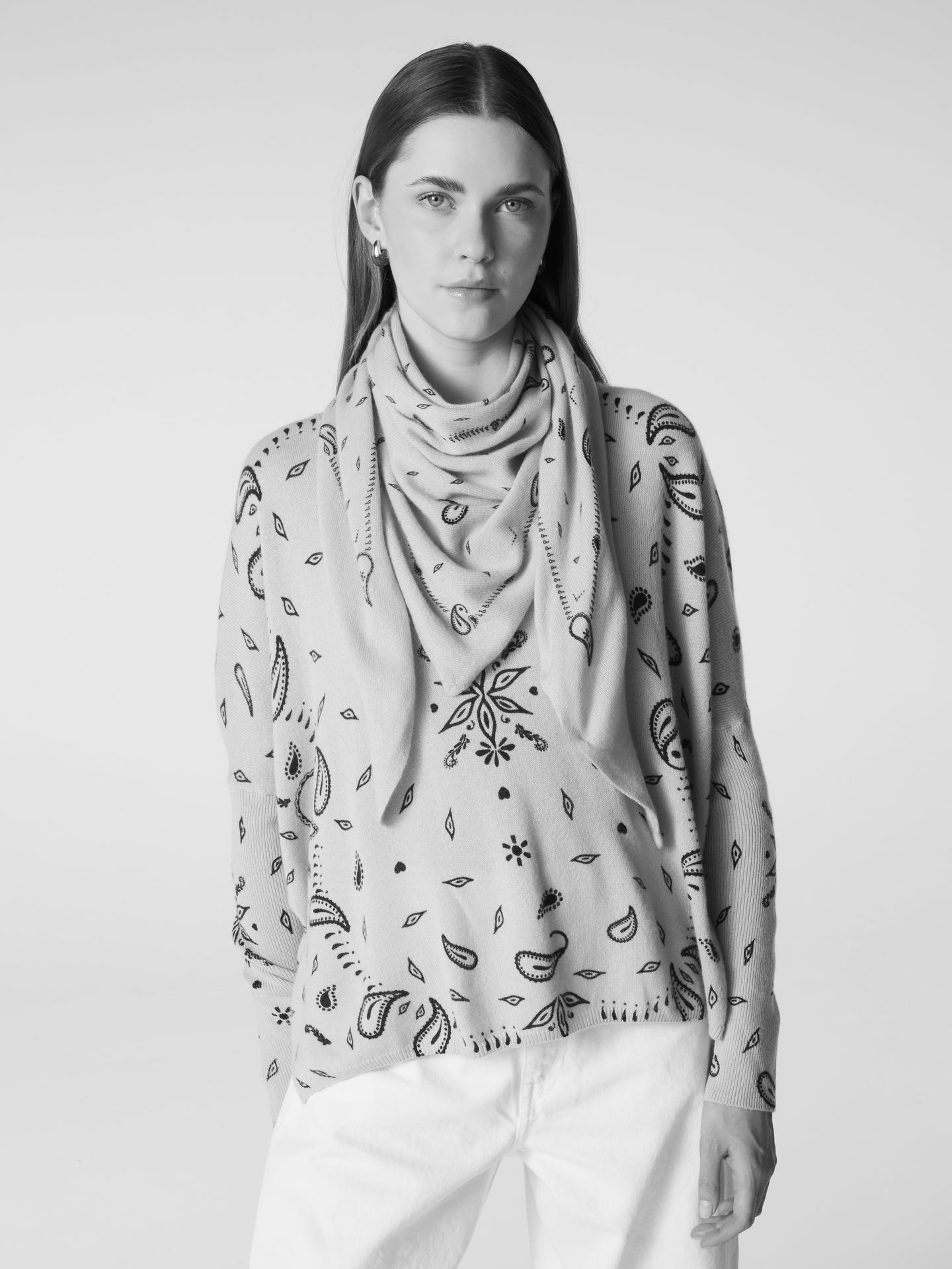 Armance print scarf - Cashmere - burgundy print bandana