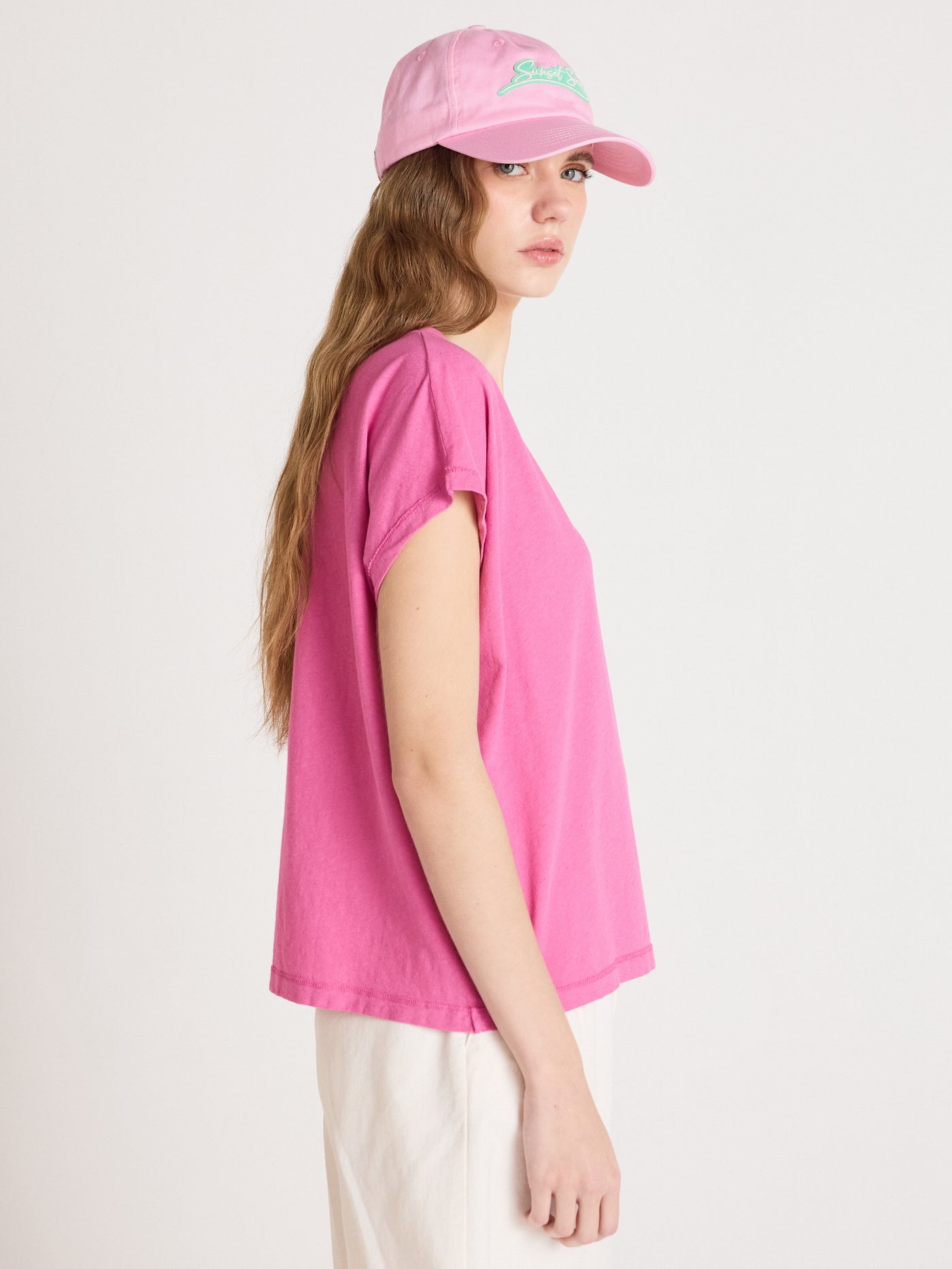 t-shirt suzie - coton lin - indian pink