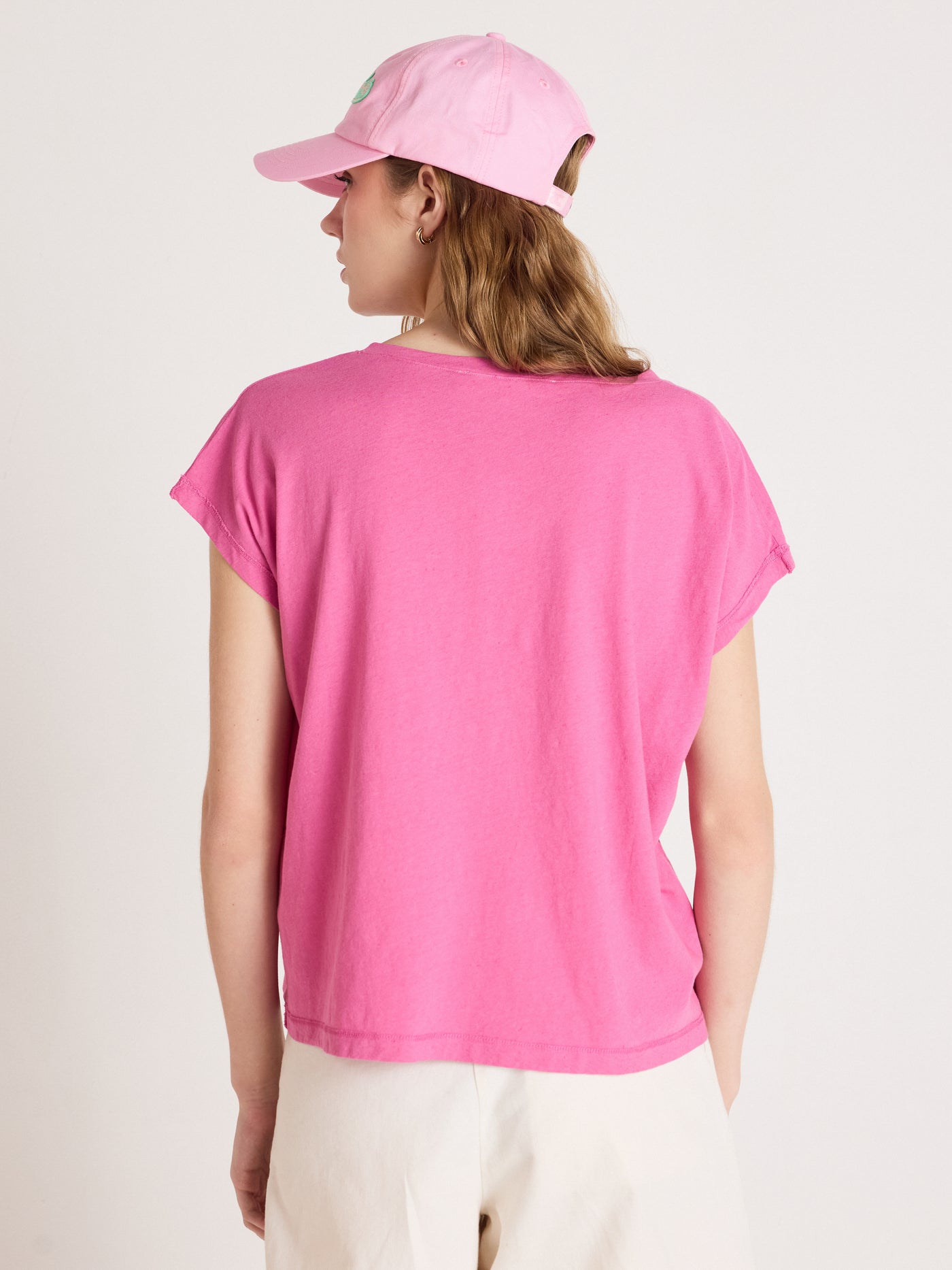 t-shirt suzie - coton lin - indian pink
