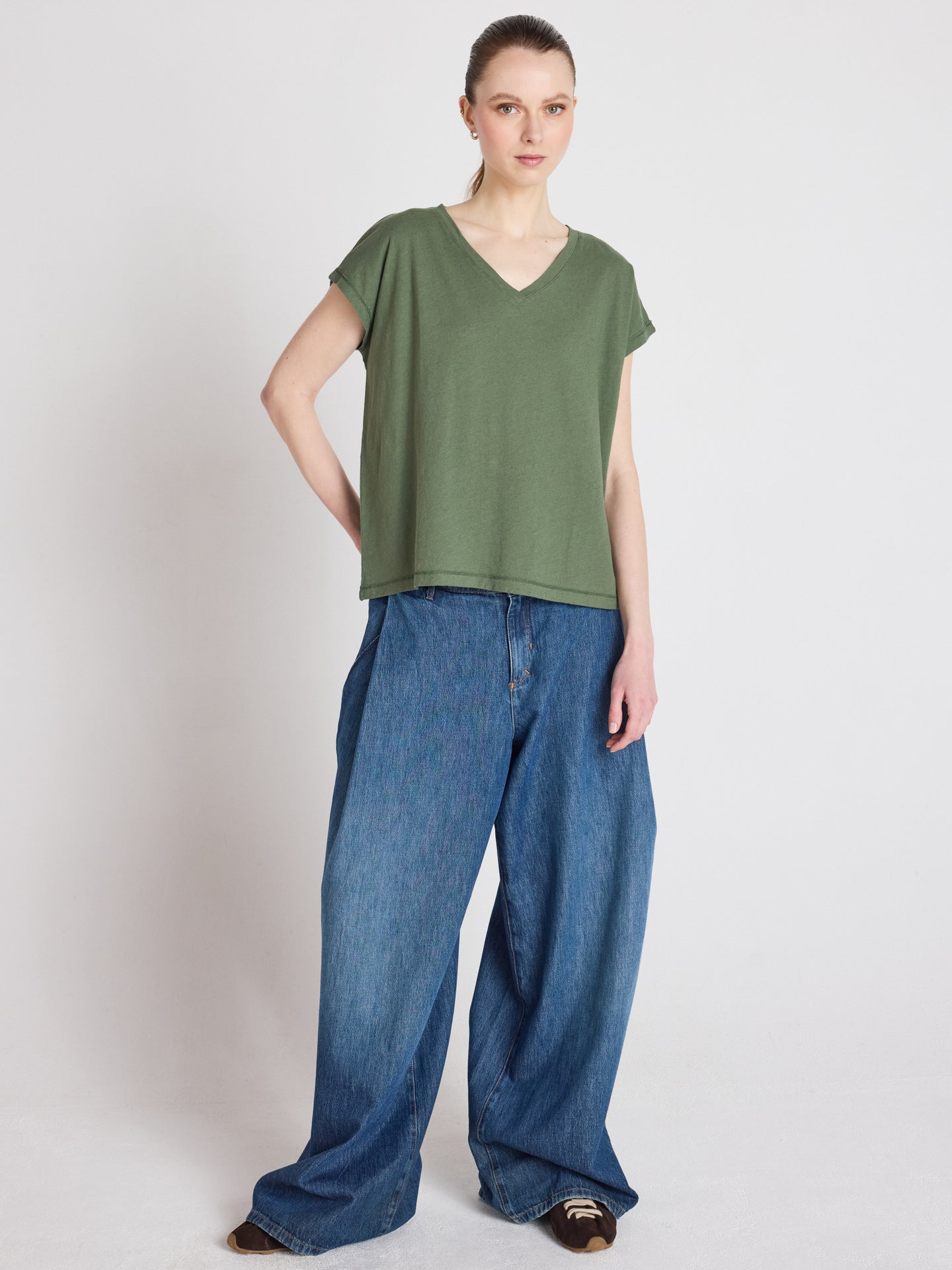 t-shirt suzie - coton lin - forest