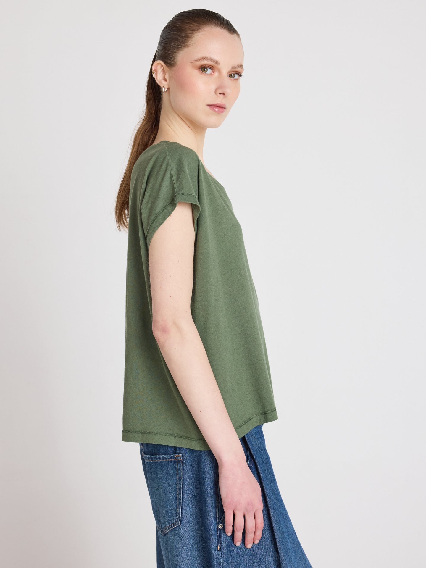 t-shirt suzie - coton lin - forest