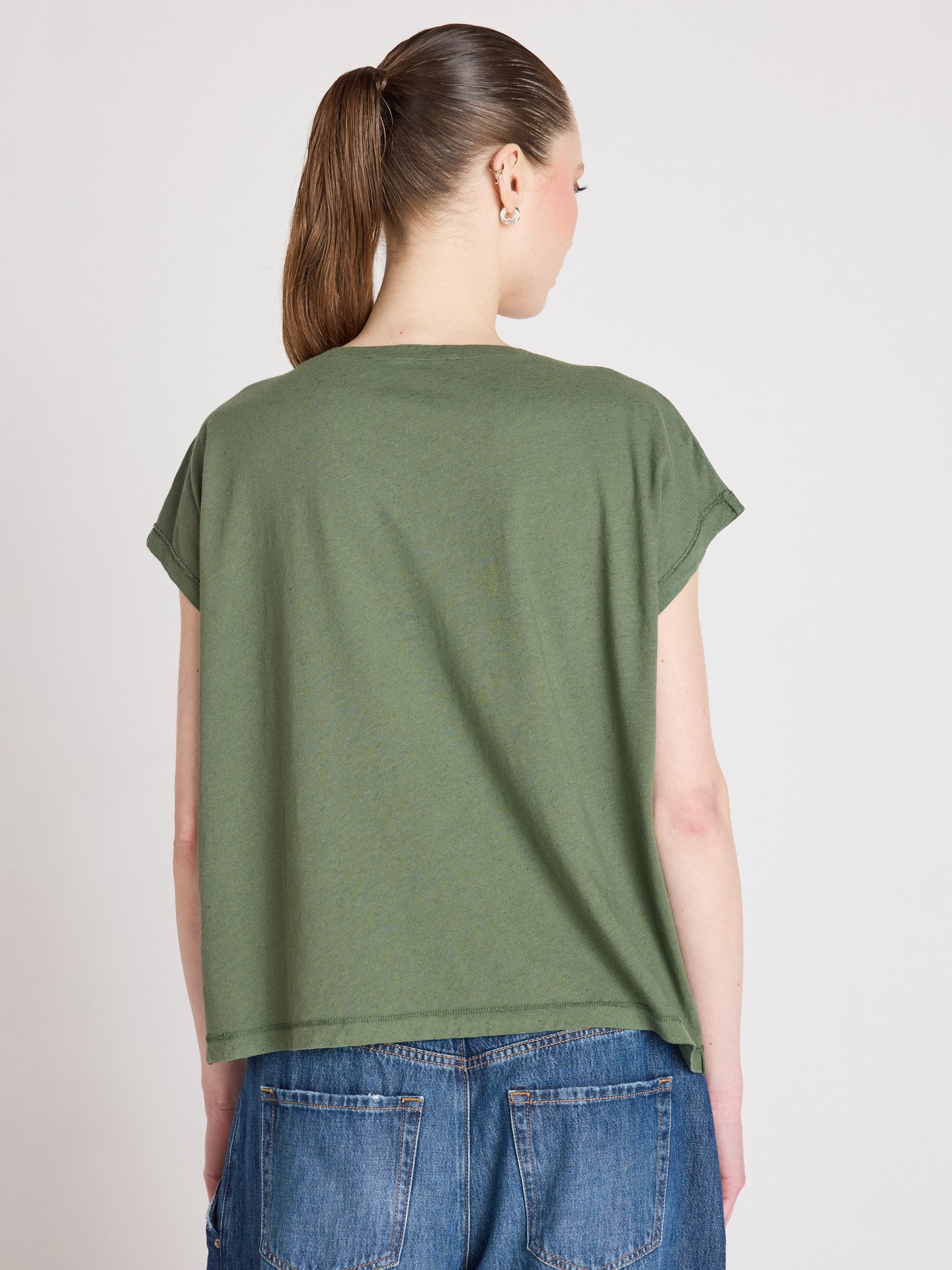 t-shirt suzie - coton lin - forest