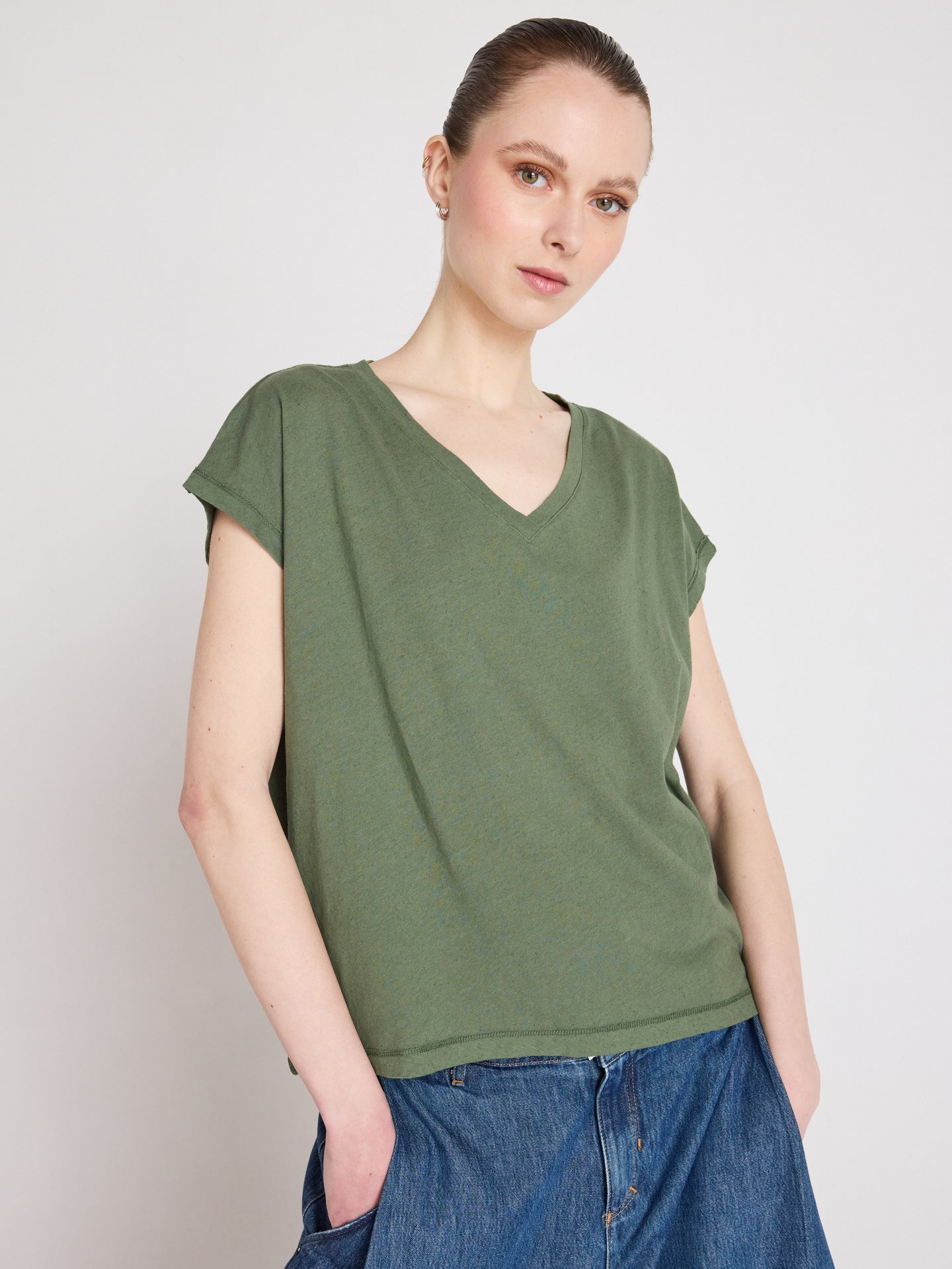 t-shirt suzie - coton lin - forest