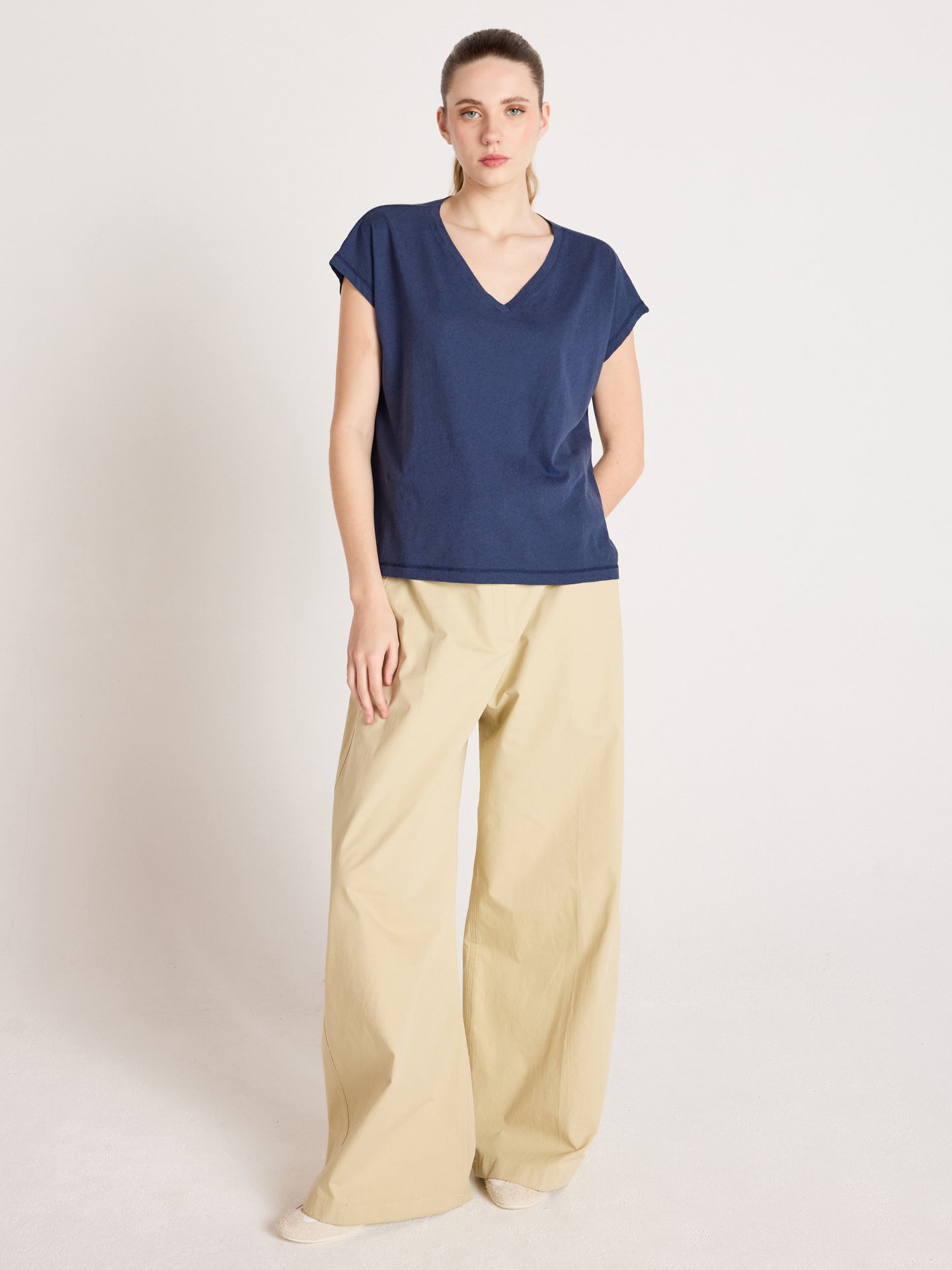 t-shirt suzie - coton lin - navy