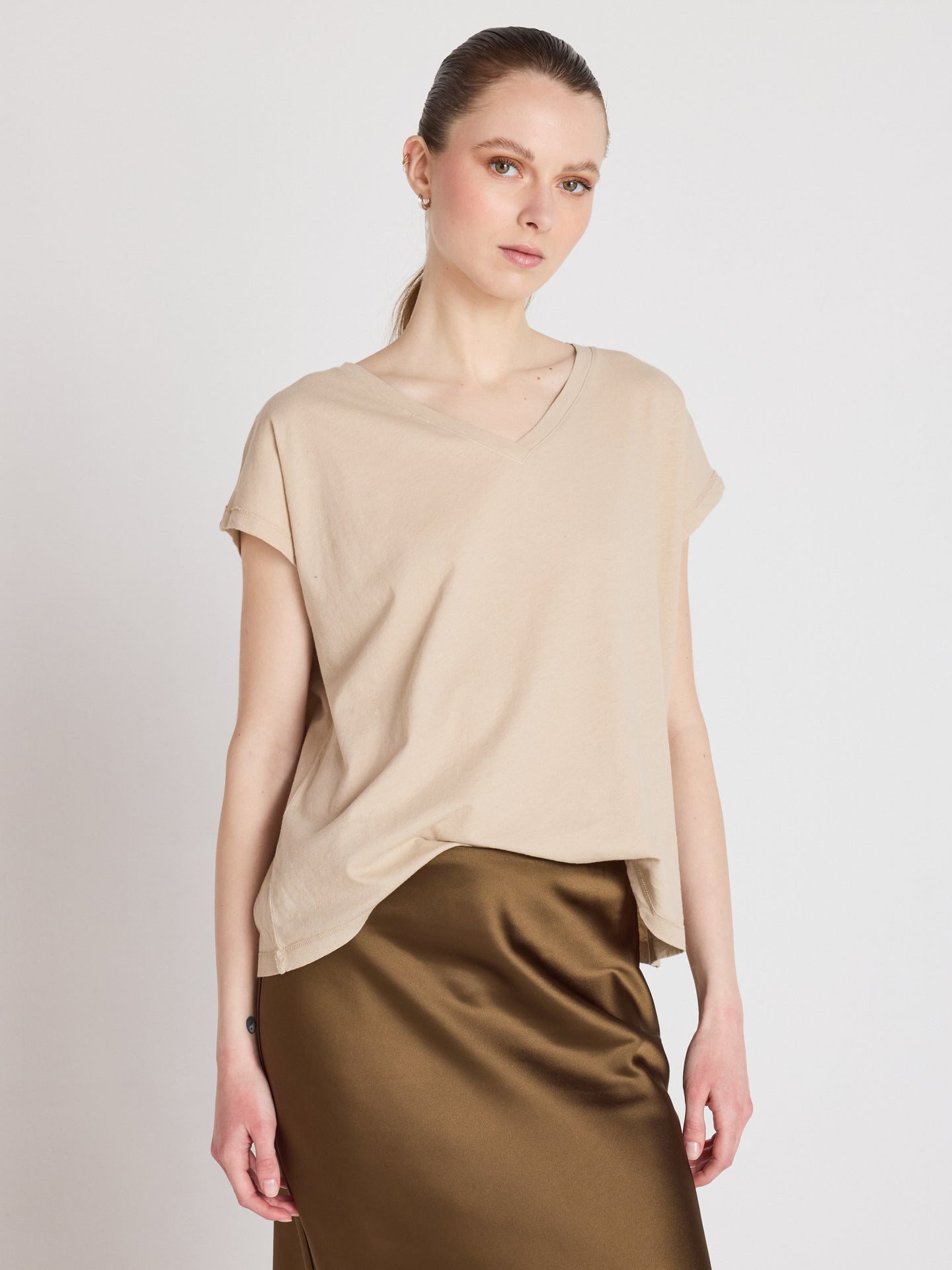 T-Shirt suzie - Baumwolle und Leinen - Sand