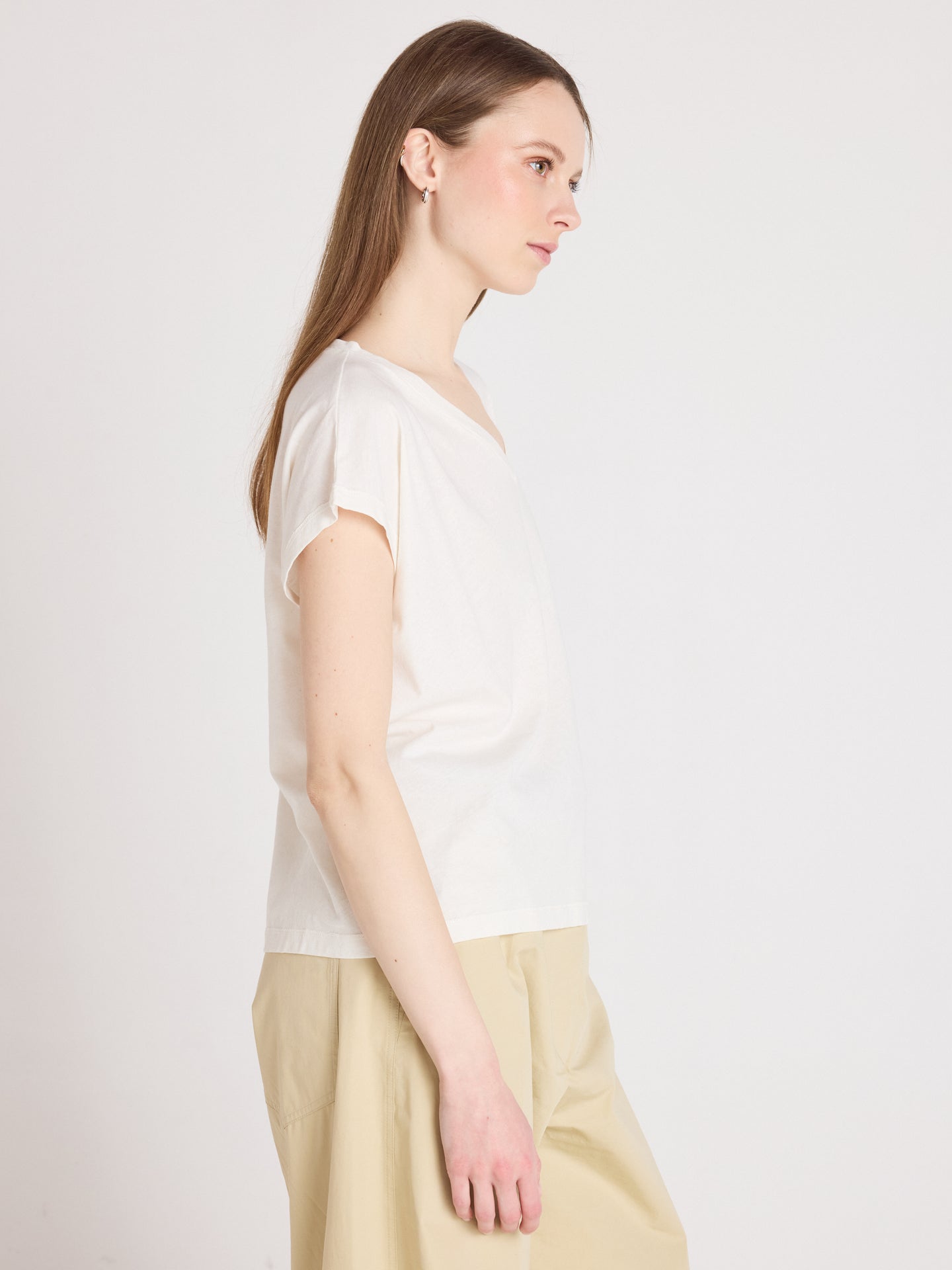 v-hals t-shirt suzie - katoen en linnen - white