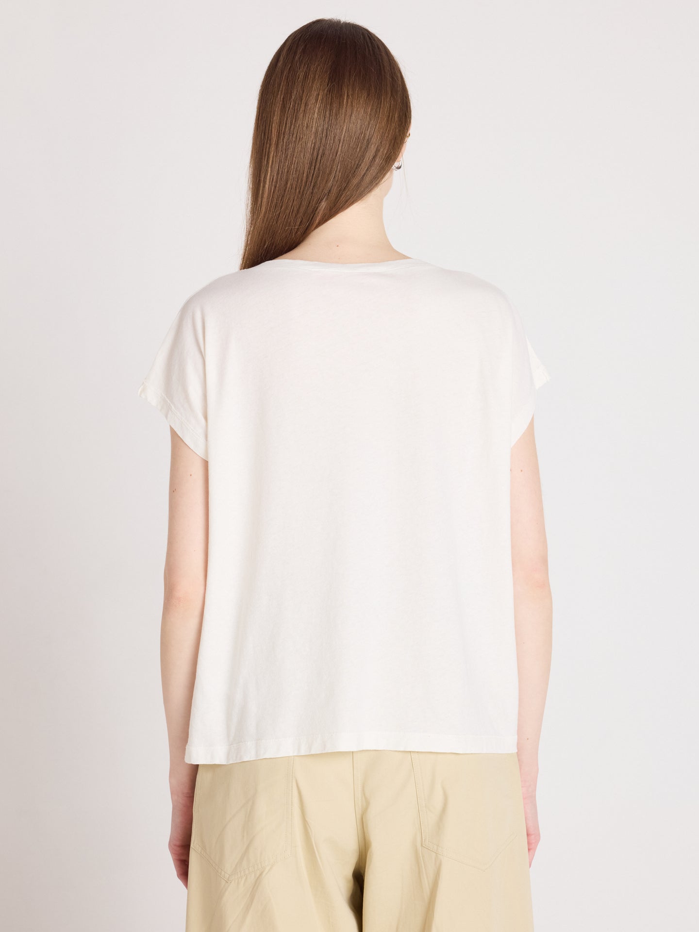 v-hals t-shirt suzie - katoen en linnen - white