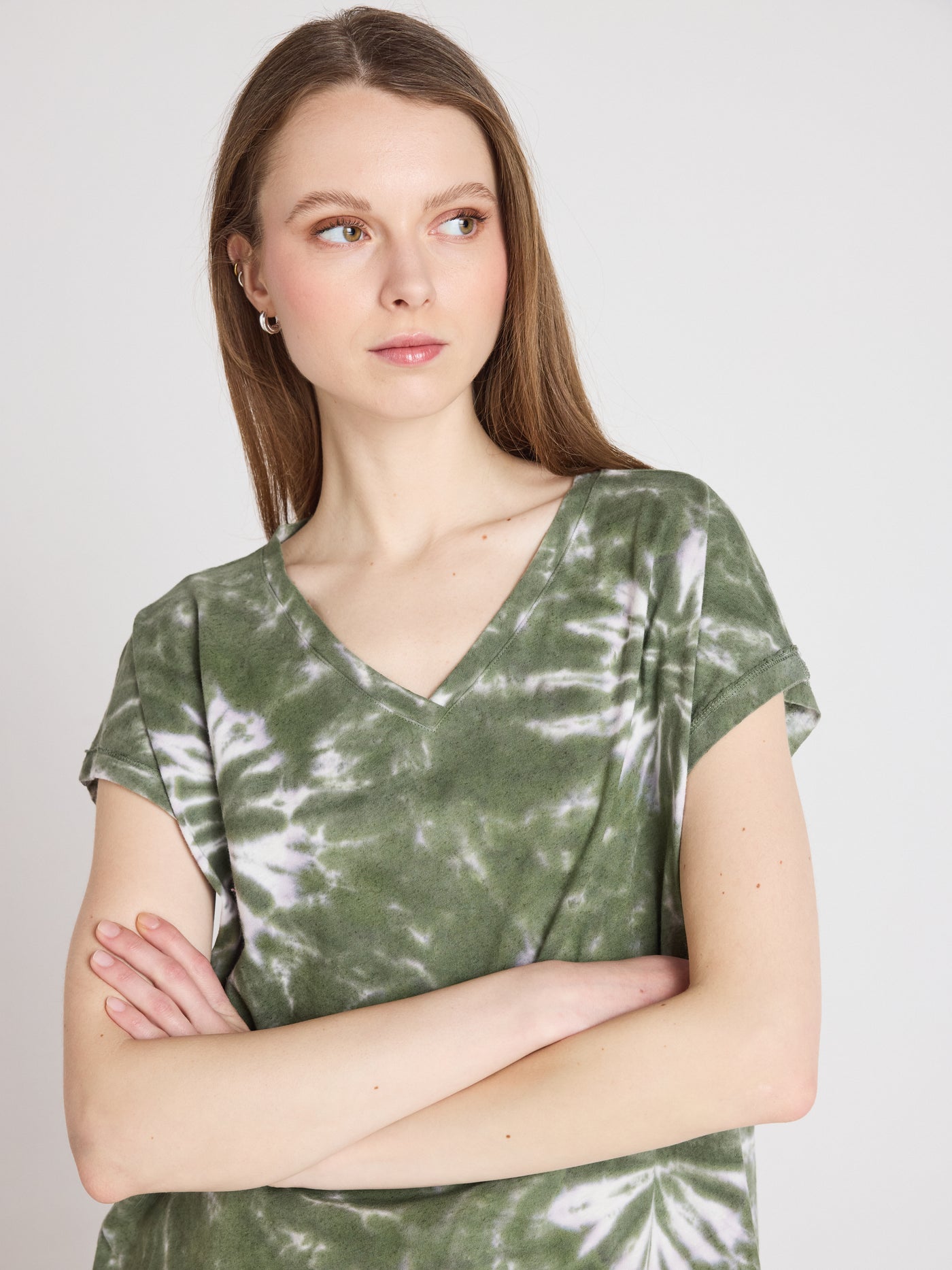 t-shirt suzie fancy - coton lin - tie dye kaki